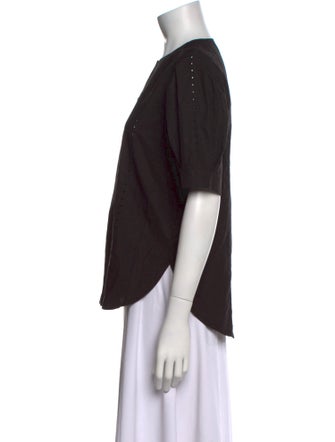 Jenni Kayne Crew Neck Short Sleeve Button-Up Top