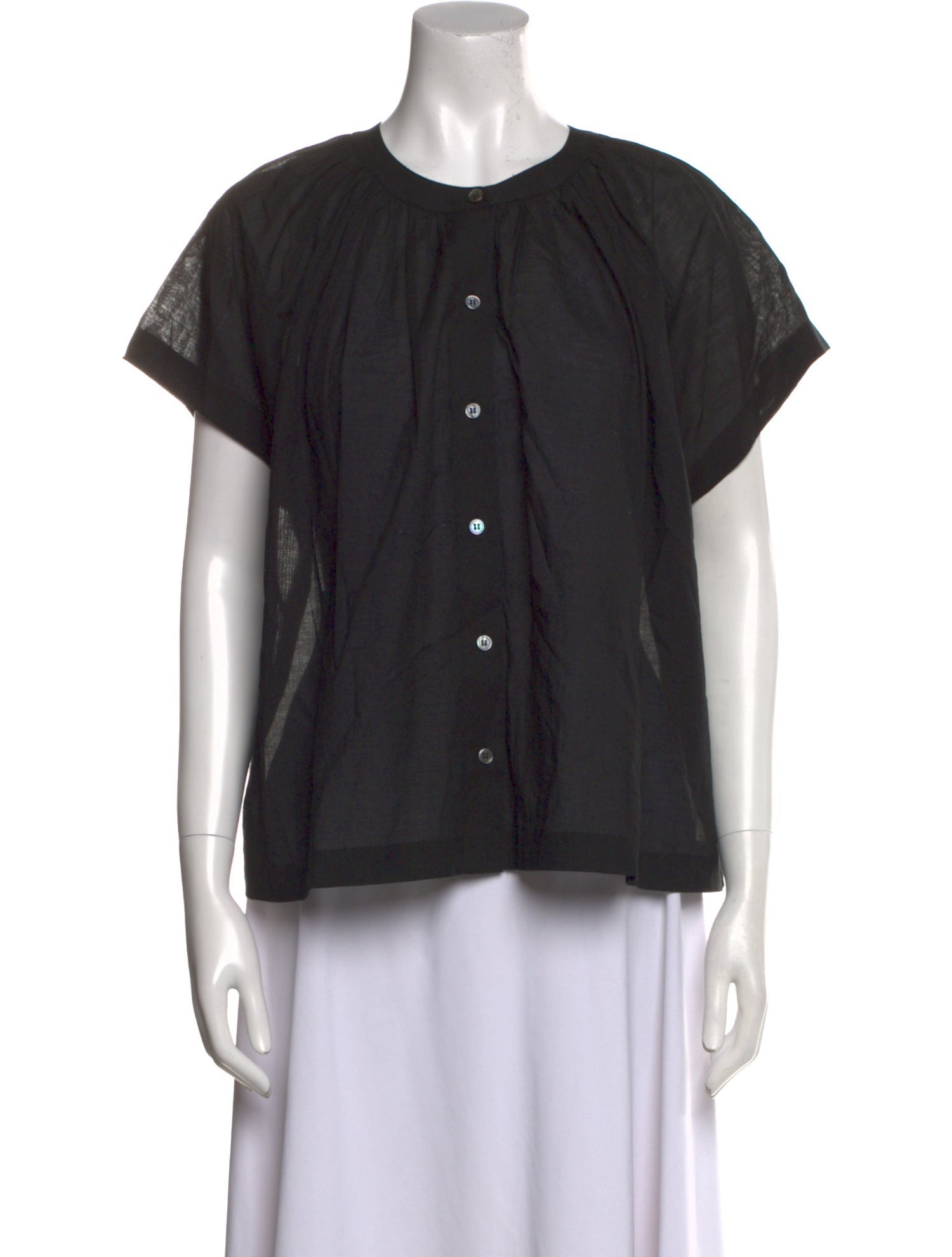 Jenni Kayne Crew Neck Short Sleeve Button-Up Top