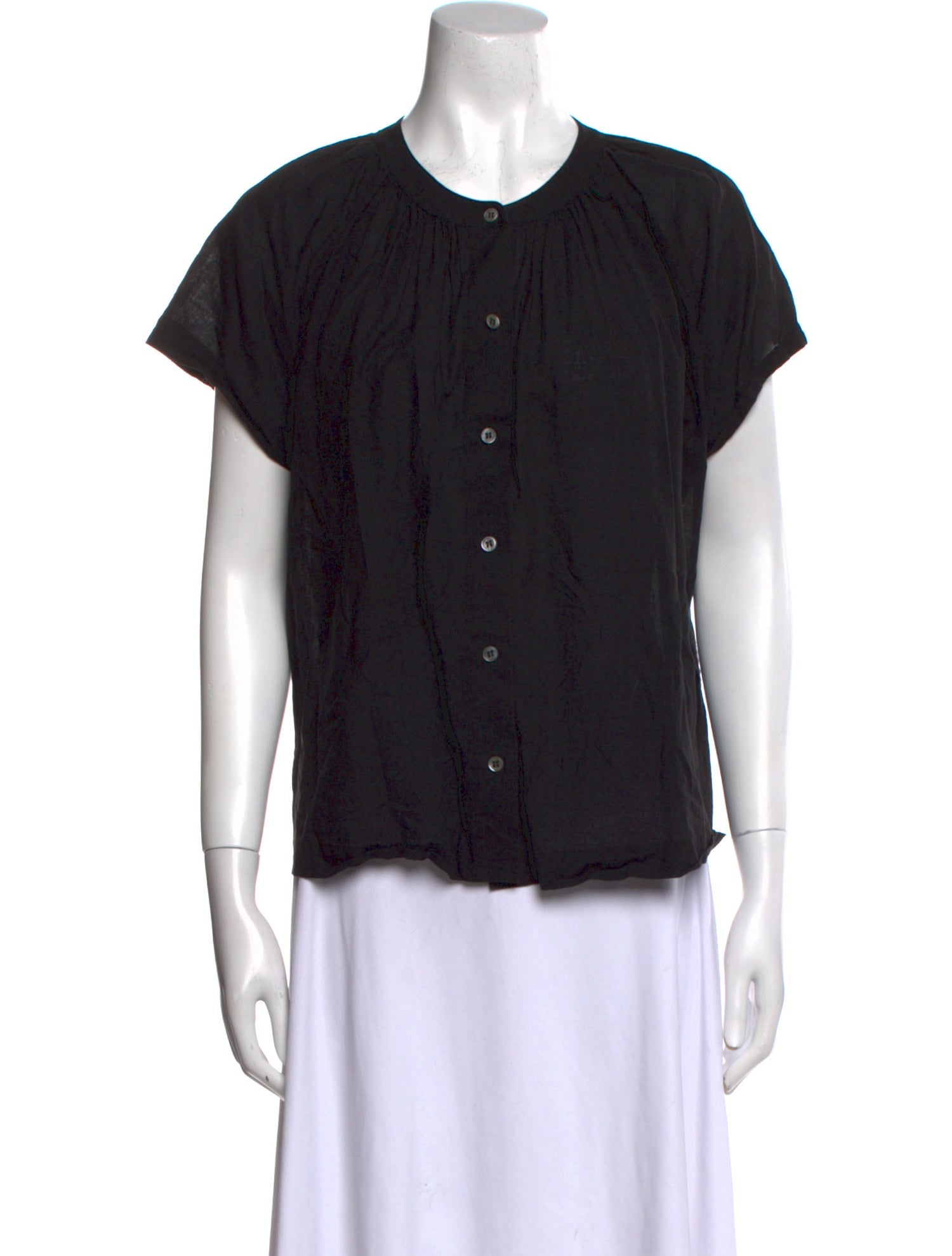 Jenni Kayne Crew Neck Short Sleeve Button-Up Top