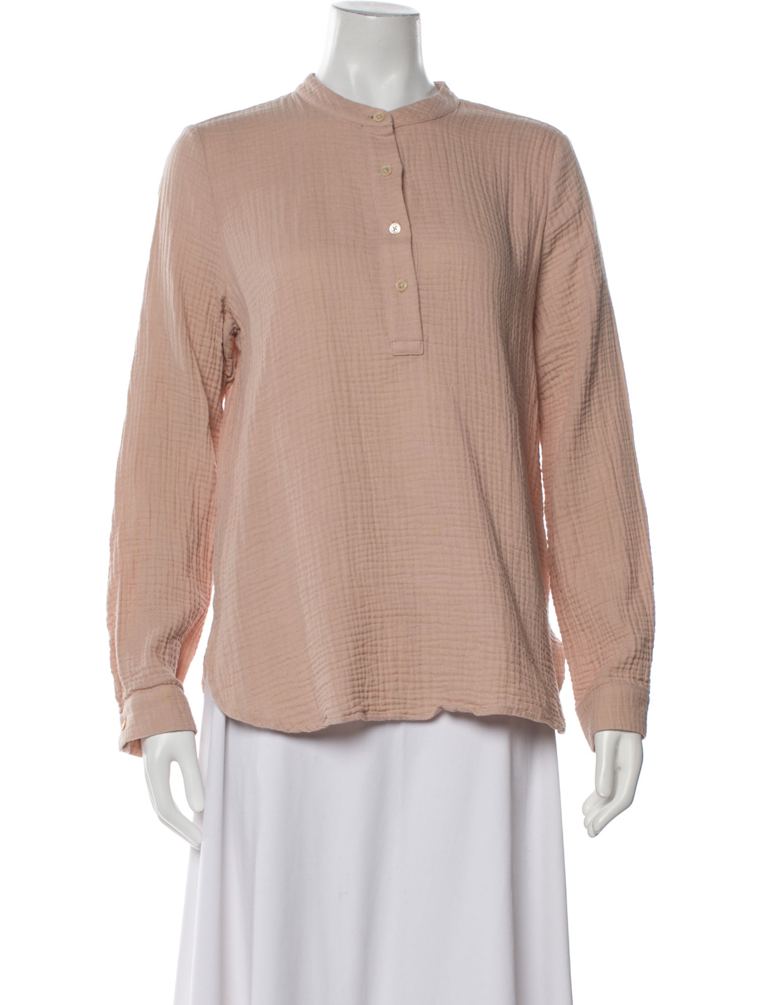 Jenni Kayne Mock Neck Long Sleeve Button-Up Top