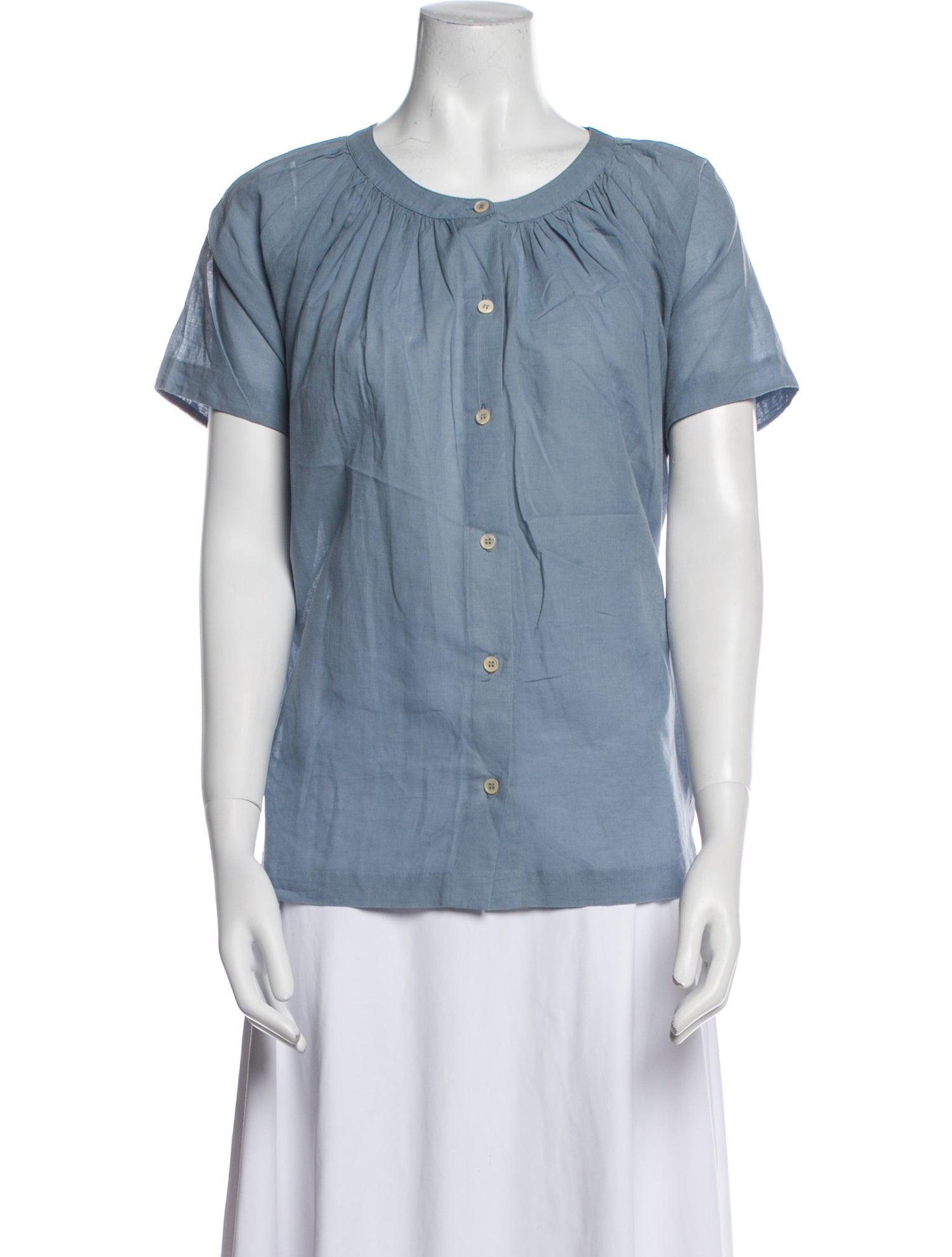 Jenni Kayne Scoop Neck Short Sleeve Button-Up Top