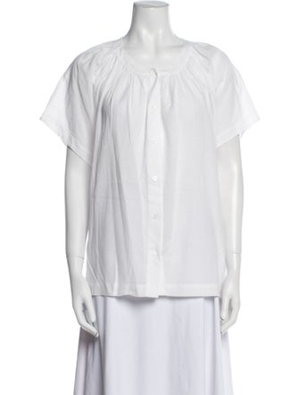 Jenni Kayne Crew Neck Short Sleeve Button-Up Top