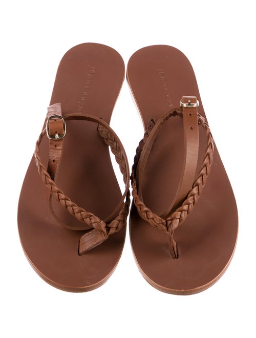 Jenni Kayne Leather Braided Accents T-Strap Sandals