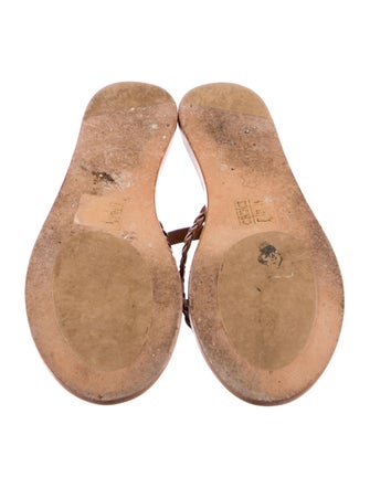 Jenni Kayne Leather Braided Accents T-Strap Sandals