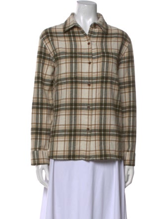 Jenni Kayne Wool Plaid Print Button-Up Top