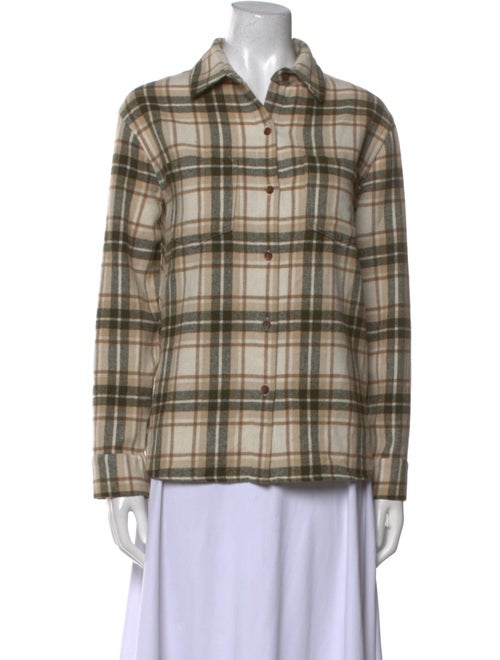Jenni Kayne Wool Plaid Print Button-Up Top