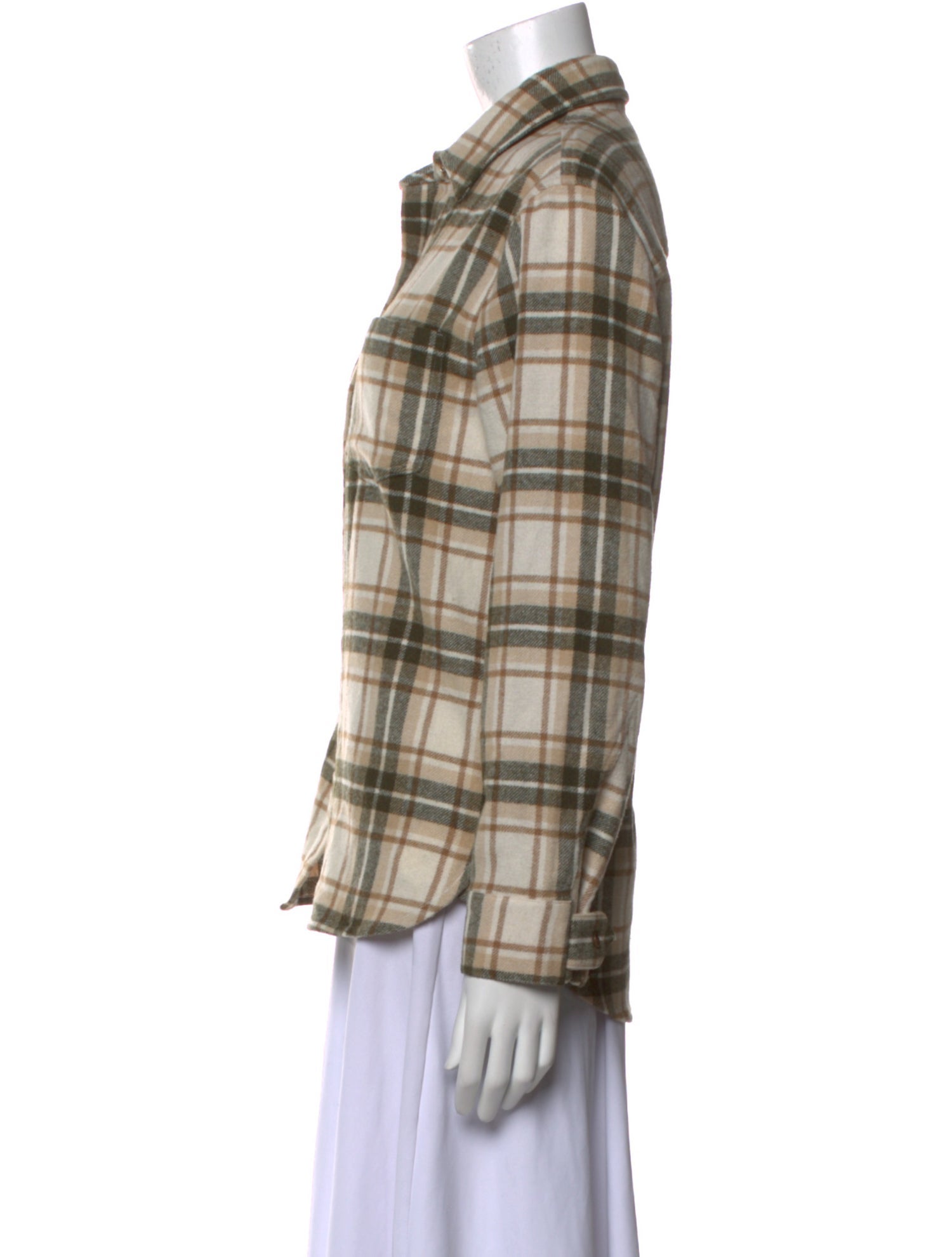 Jenni Kayne Wool Plaid Print Button-Up Top