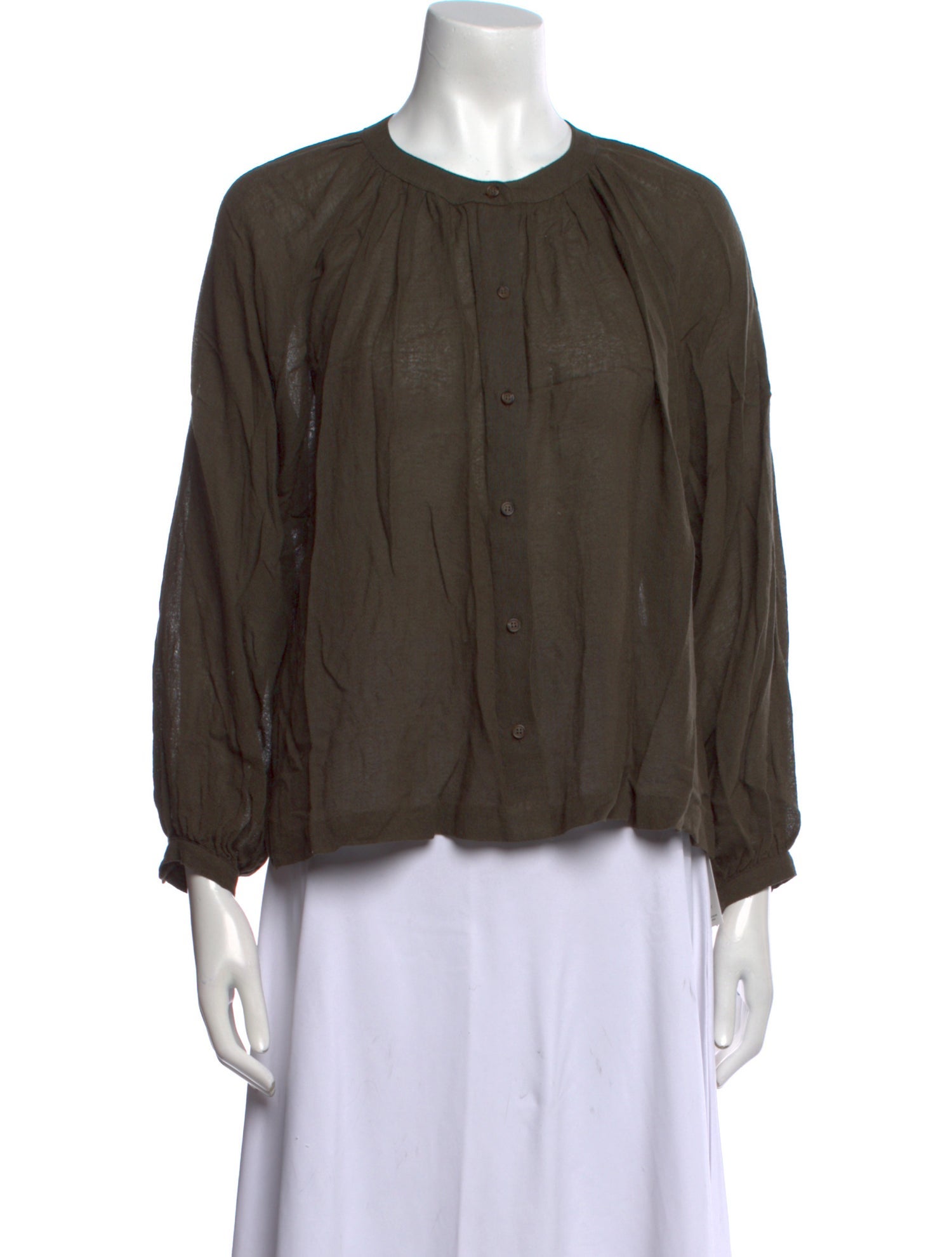 Jenni Kayne Crew Neck Three-Quarter Sleeve Button-Up Top