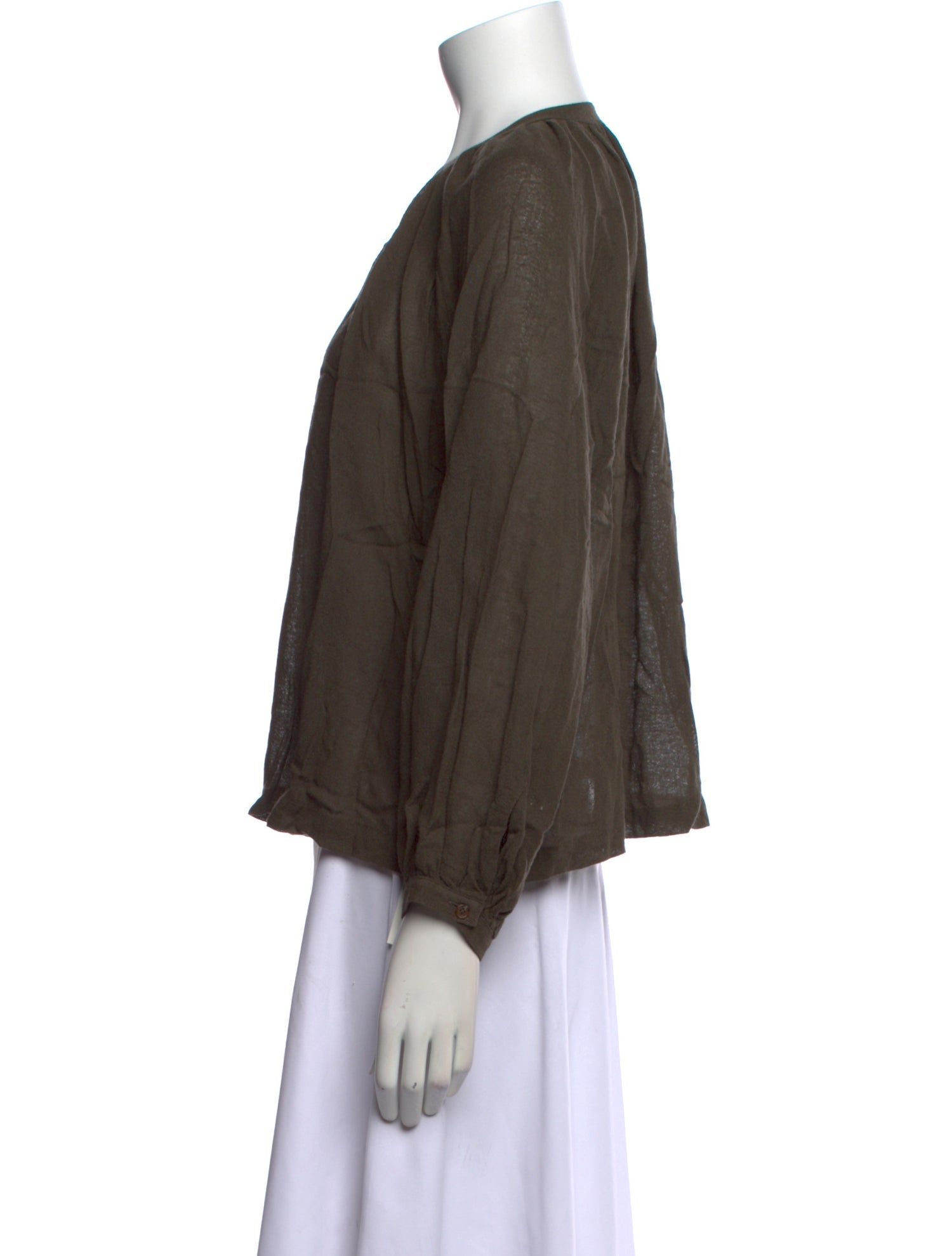 Jenni Kayne Crew Neck Three-Quarter Sleeve Button-Up Top