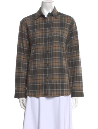 Jenni Kayne Wool Plaid Print Button-Up Top