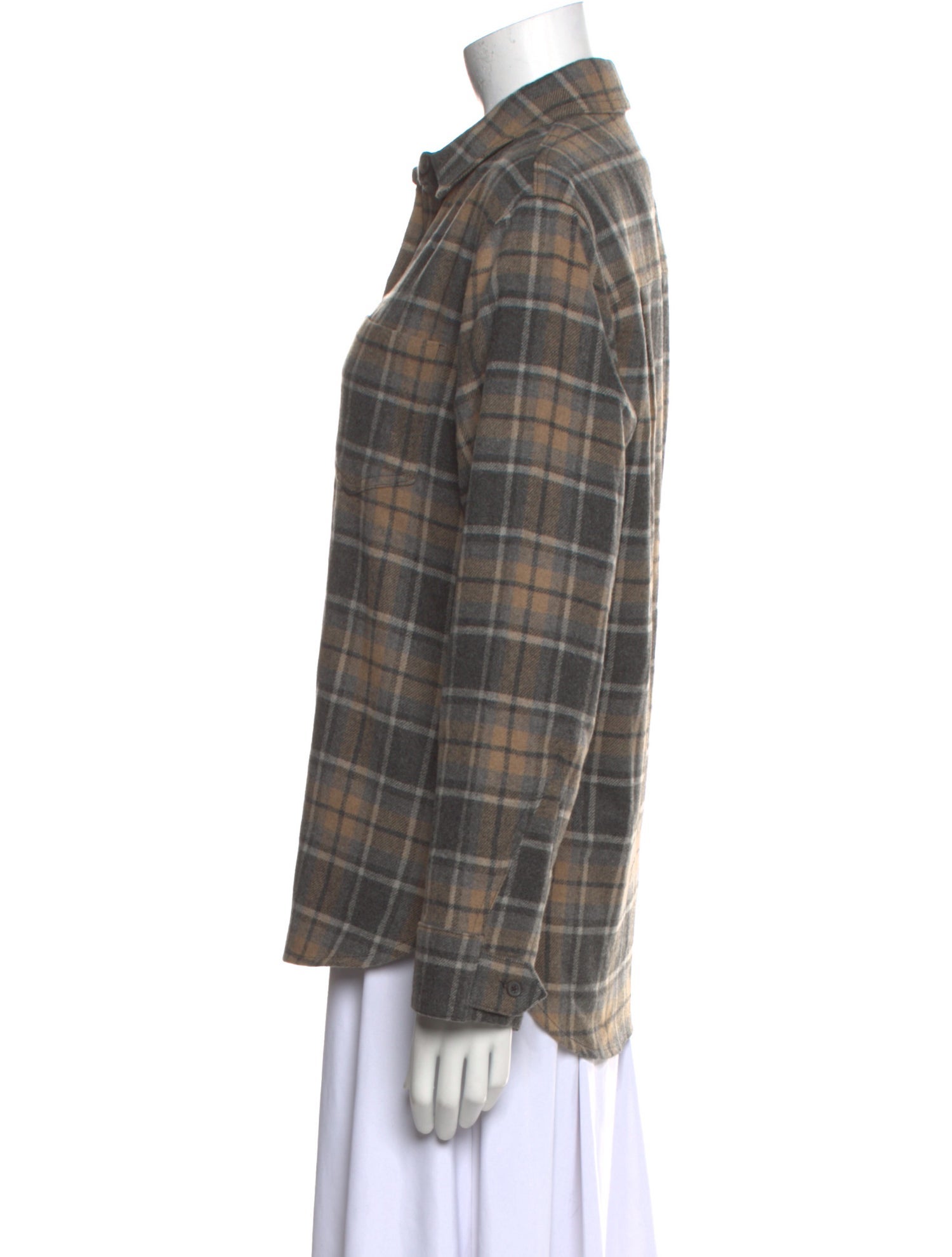 Jenni Kayne Wool Plaid Print Button-Up Top