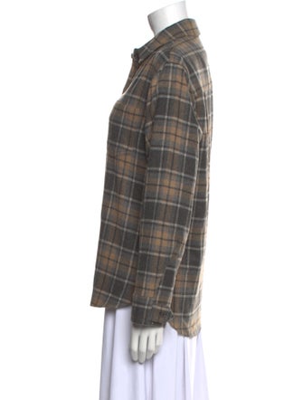 Jenni Kayne Wool Plaid Print Button-Up Top