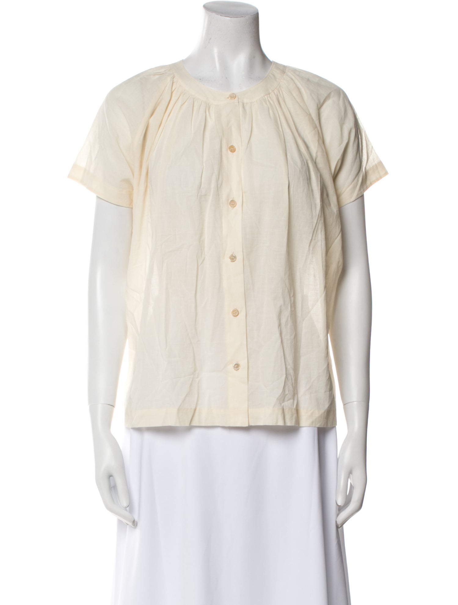 Jenni Kayne Crew Neck Short Sleeve Button-Up Top