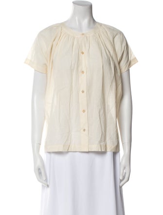 Jenni Kayne Crew Neck Short Sleeve Button-Up Top
