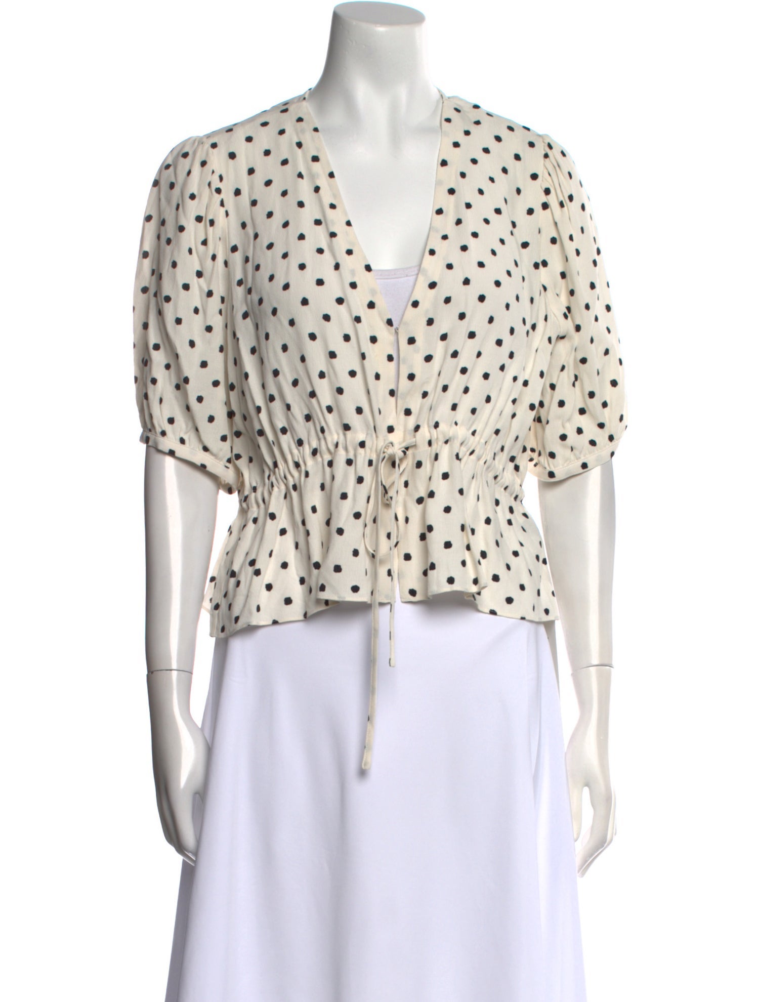 Jenni Kayne Polka Dot Print V-Neck Crop Top