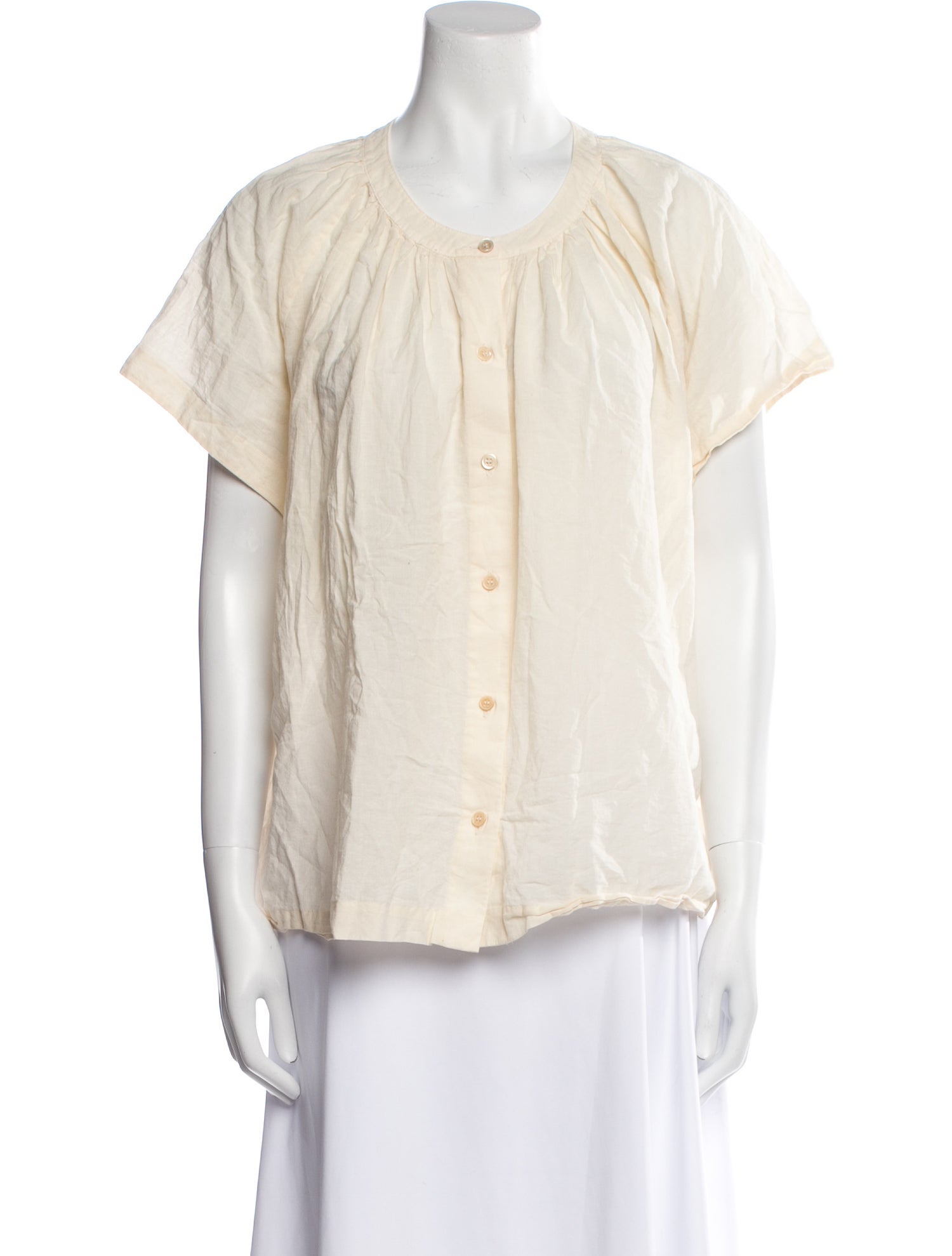 Jenni Kayne Scoop Neck Short Sleeve Button-Up Top