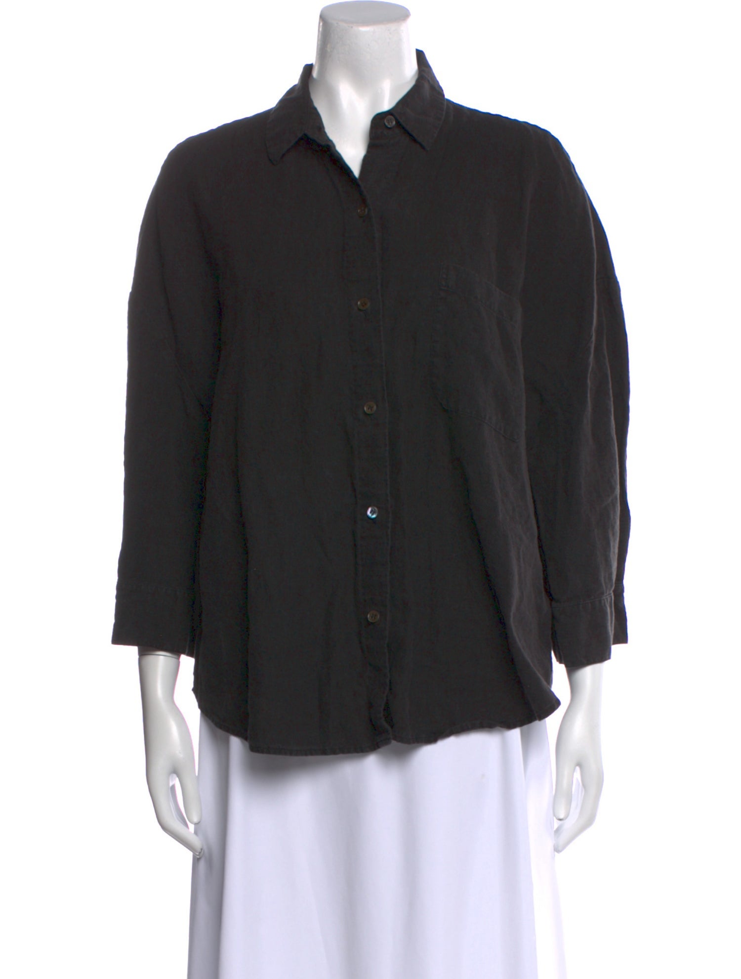 Jenni Kayne Linen Three-Quarter Sleeve Button-Up Top