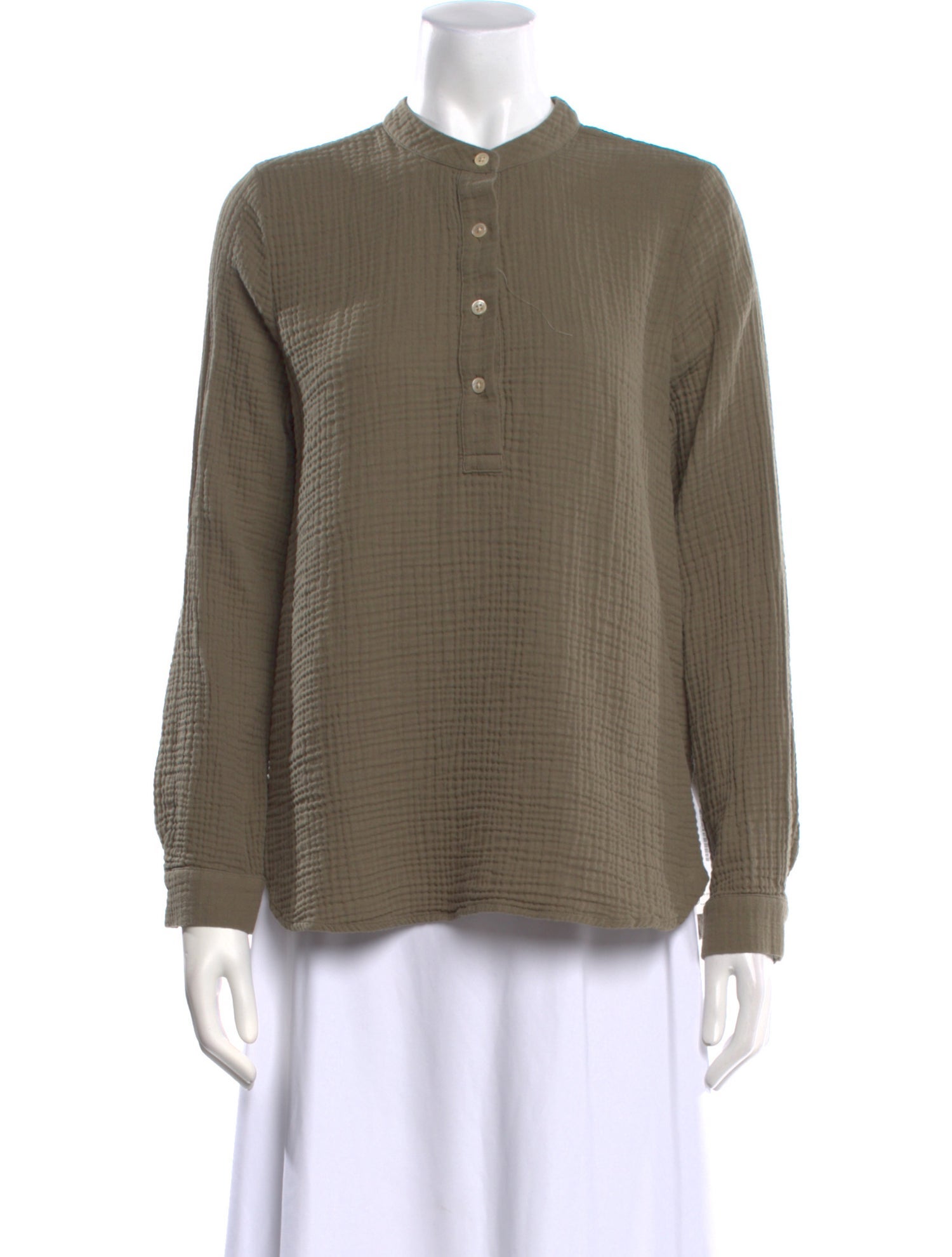 Jenni Kayne Mock Neck Long Sleeve Button-Up Top