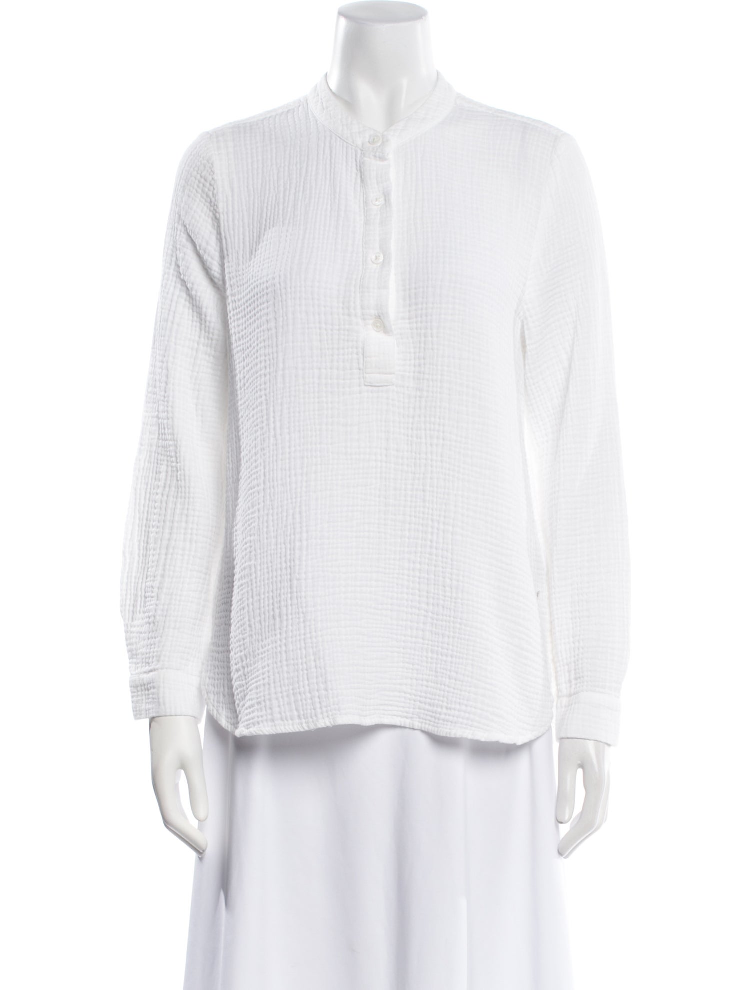 Jenni Kayne Mock Neck Long Sleeve Button-Up Top