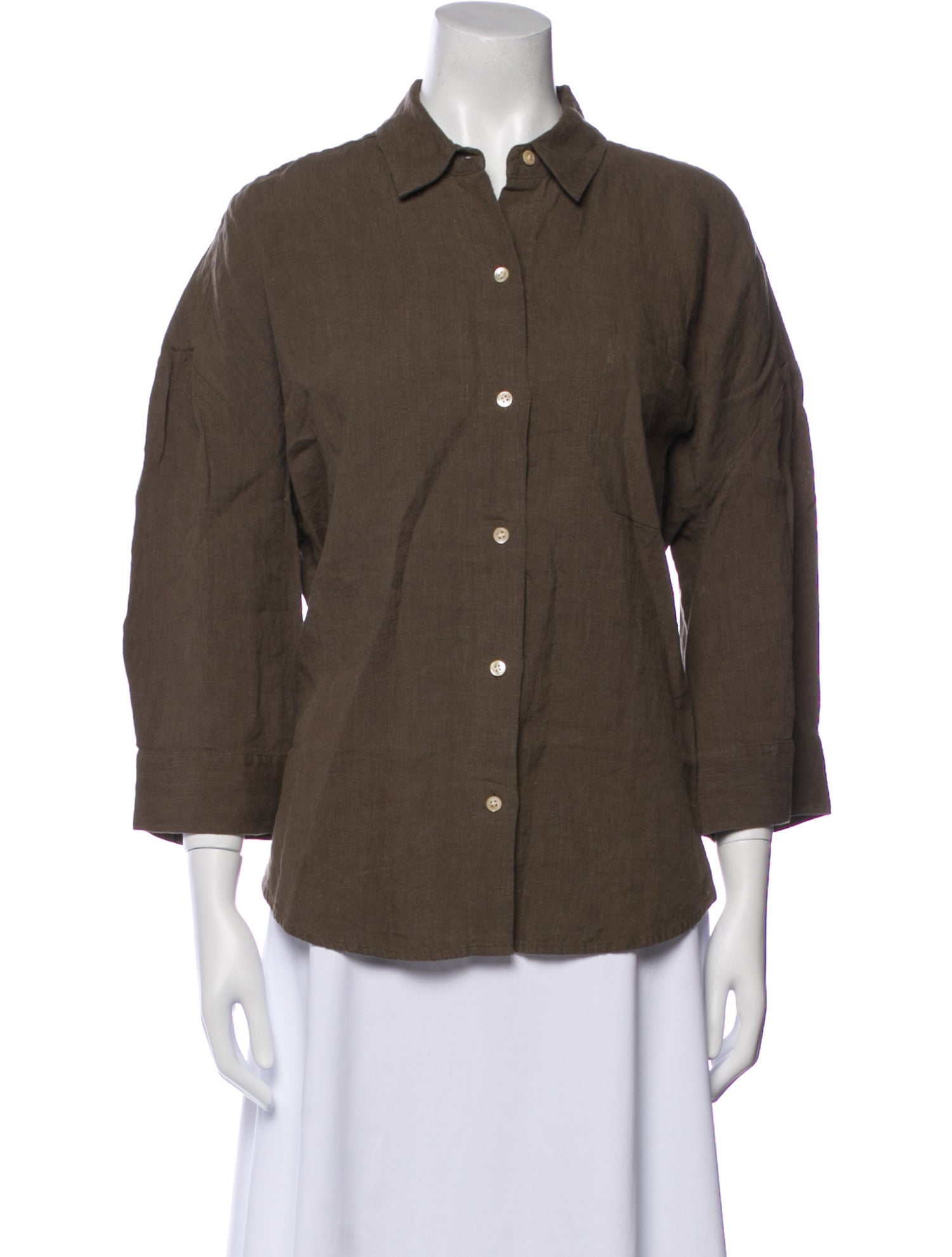 Jenni Kayne Linen Three-Quarter Sleeve Button-Up Top