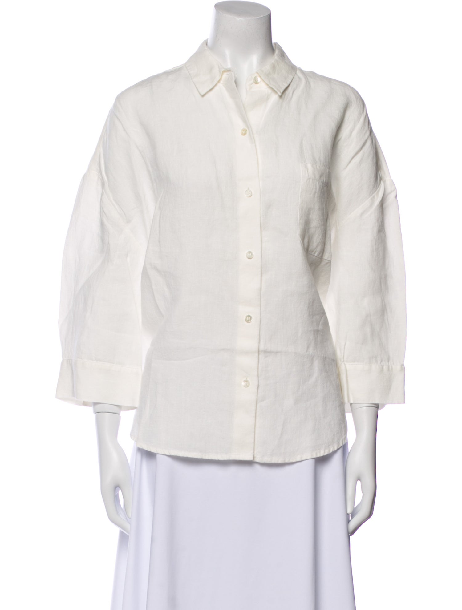 Jenni Kayne Linen Three-Quarter Sleeve Button-Up Top w/ Tags