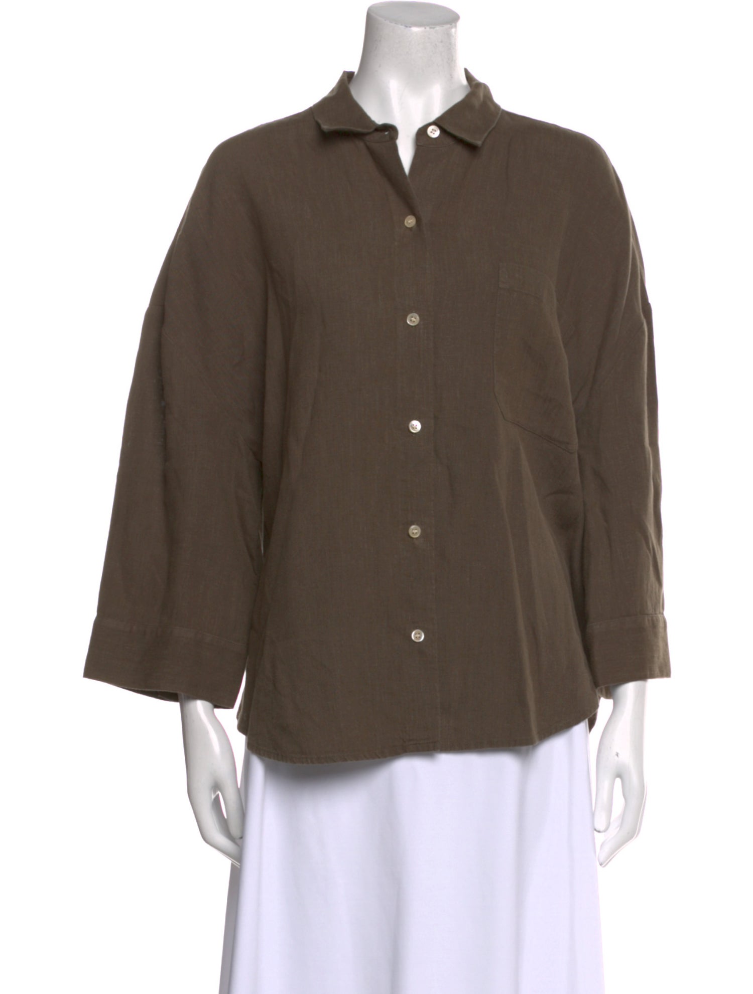 Jenni Kayne Linen Three-Quarter Sleeve Button-Up Top