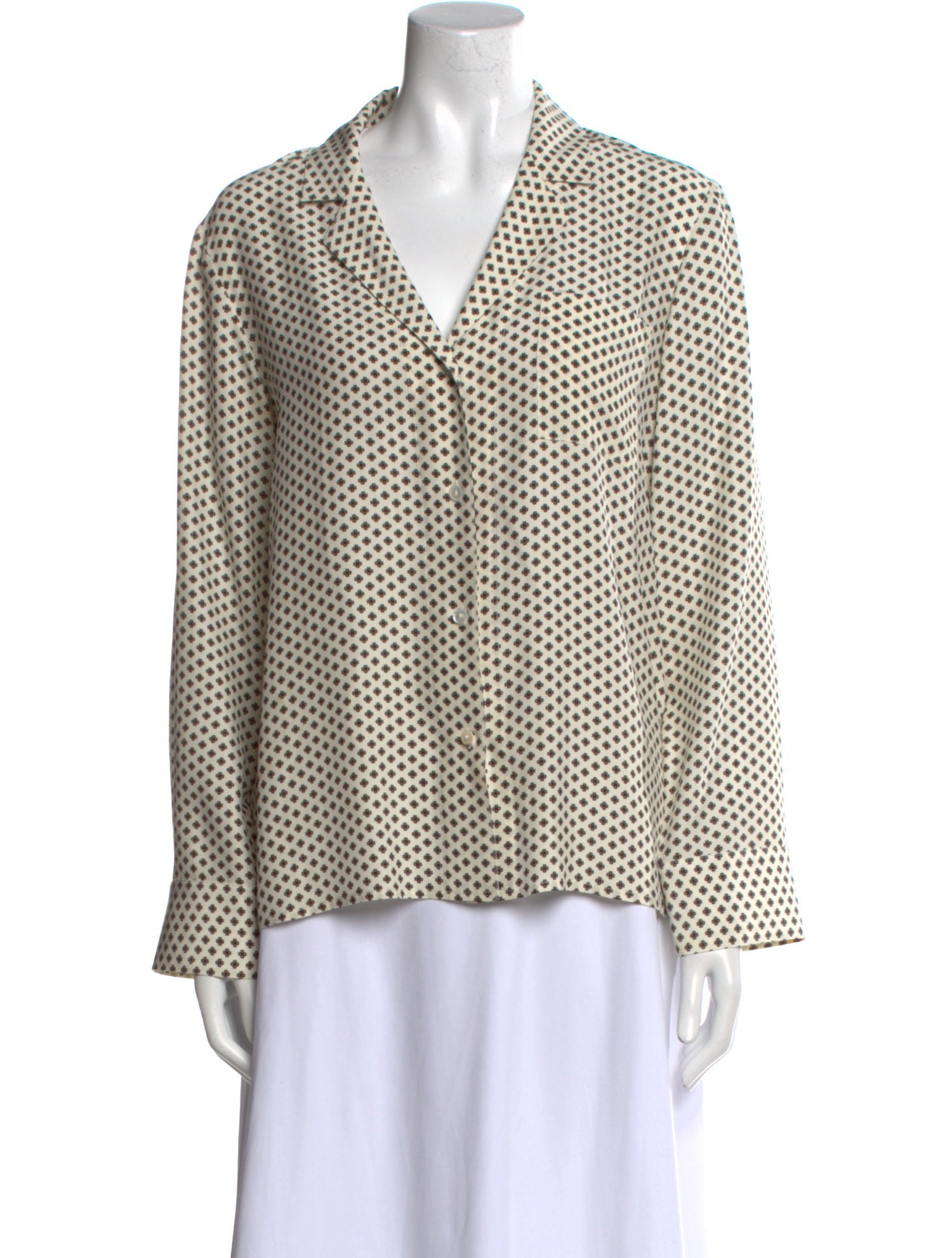 Jenni Kayne Silk Polka Dot Print Button-Up Top