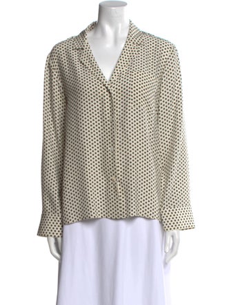 Jenni Kayne Silk Polka Dot Print Button-Up Top