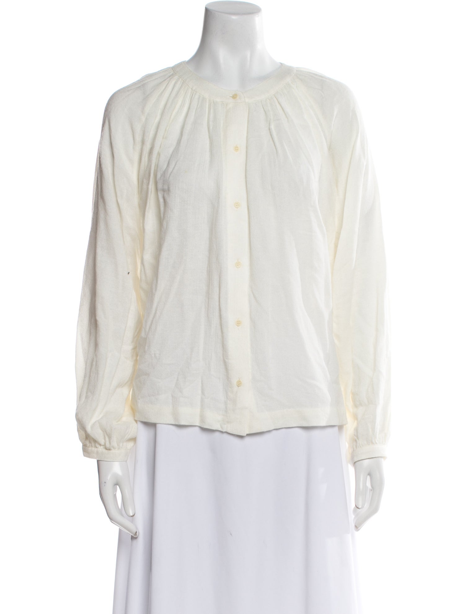 Jenni Kayne Crew Neck Long Sleeve Button-Up Top
