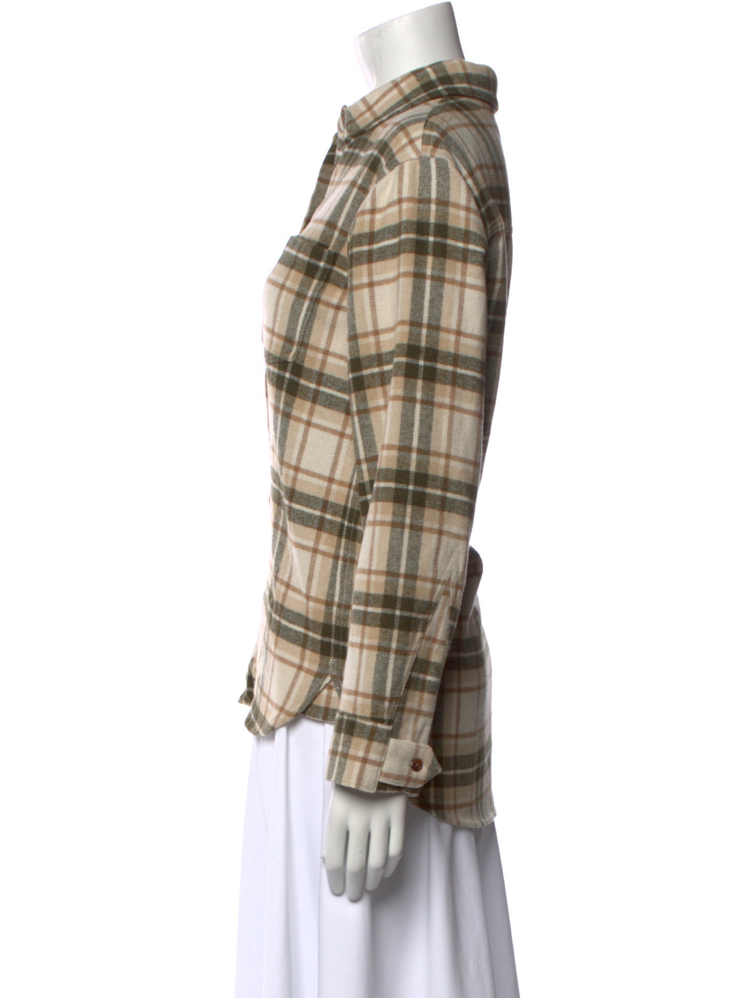 Jenni Kayne Wool Plaid Print Button-Up Top