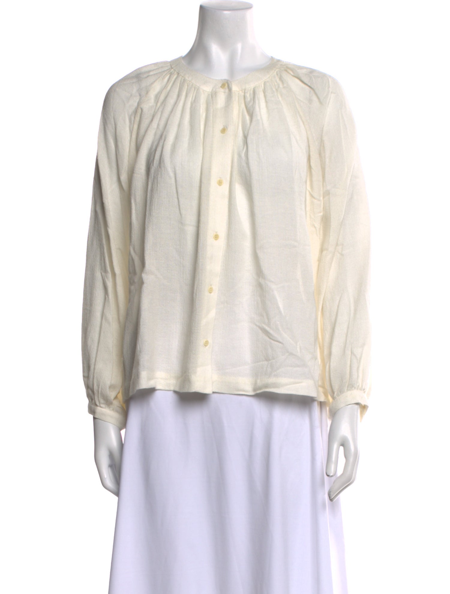 Jenni Kayne Crew Neck Long Sleeve Button-Up Top