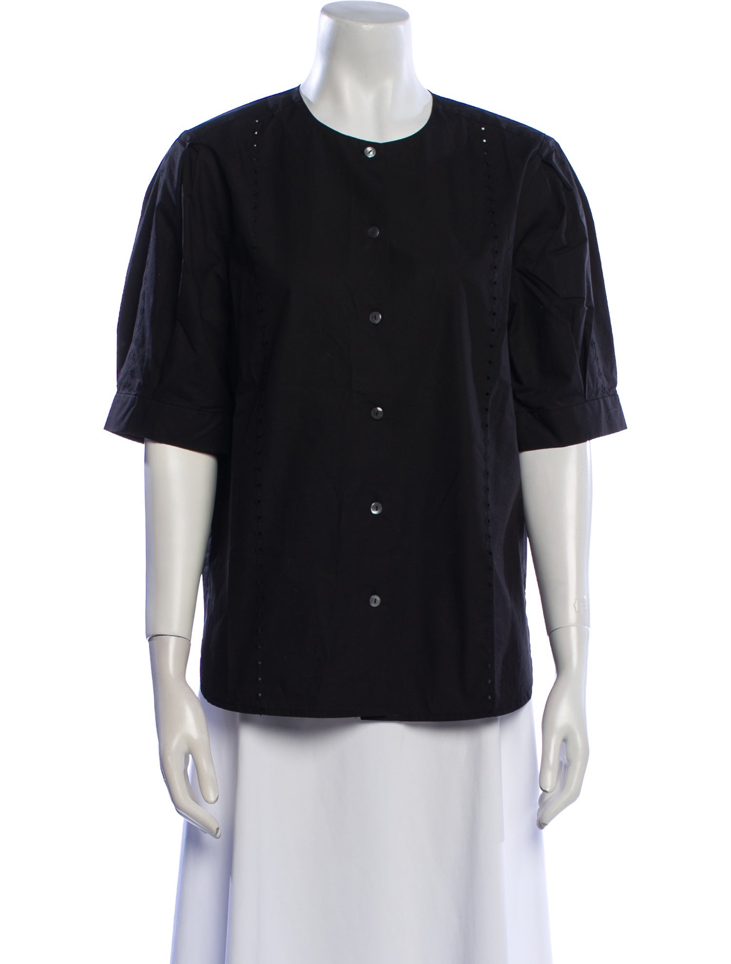 Jenni Kayne Crew Neck Short Sleeve Button-Up Top