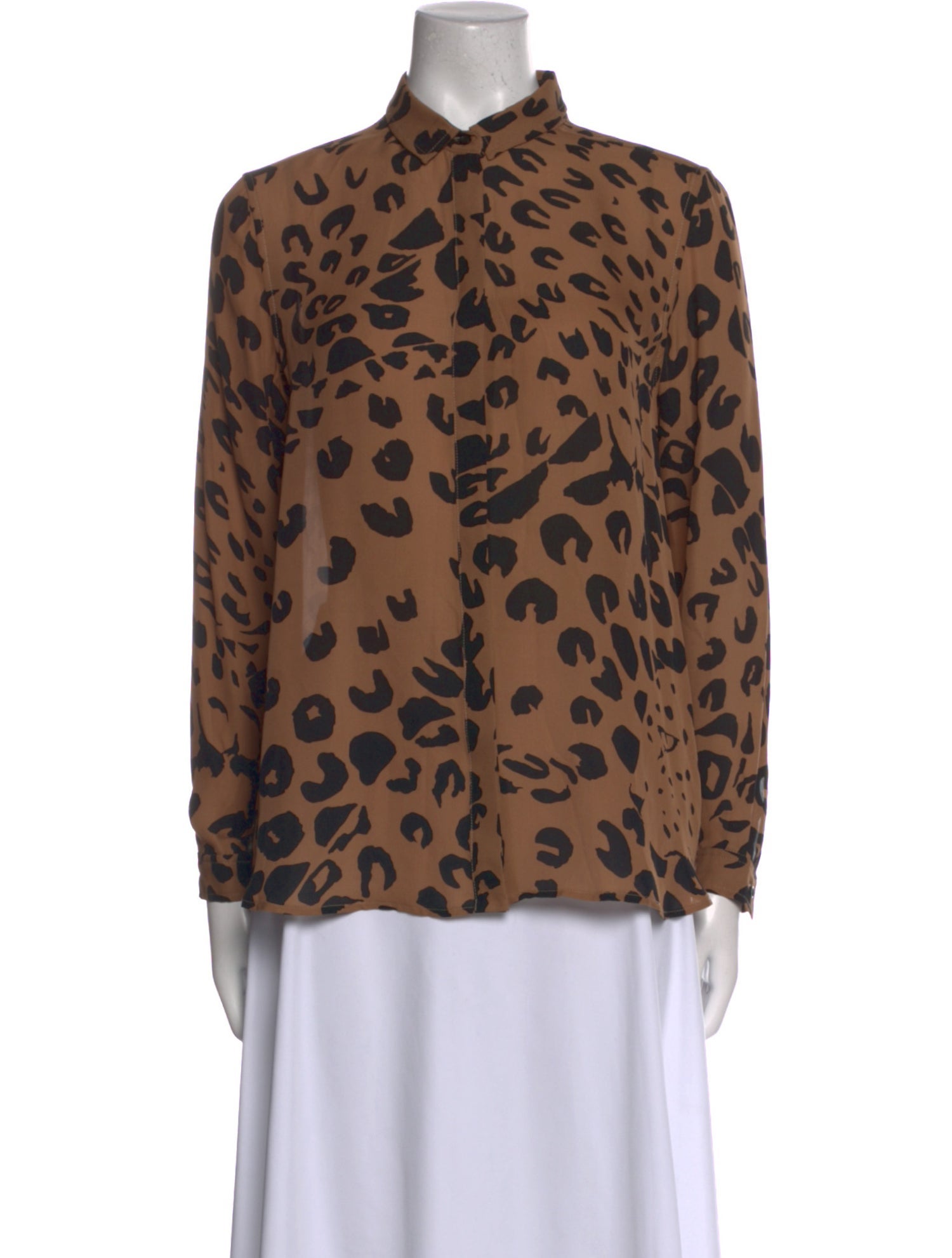 Jenni Kayne Silk Animal Print Button-Up Top