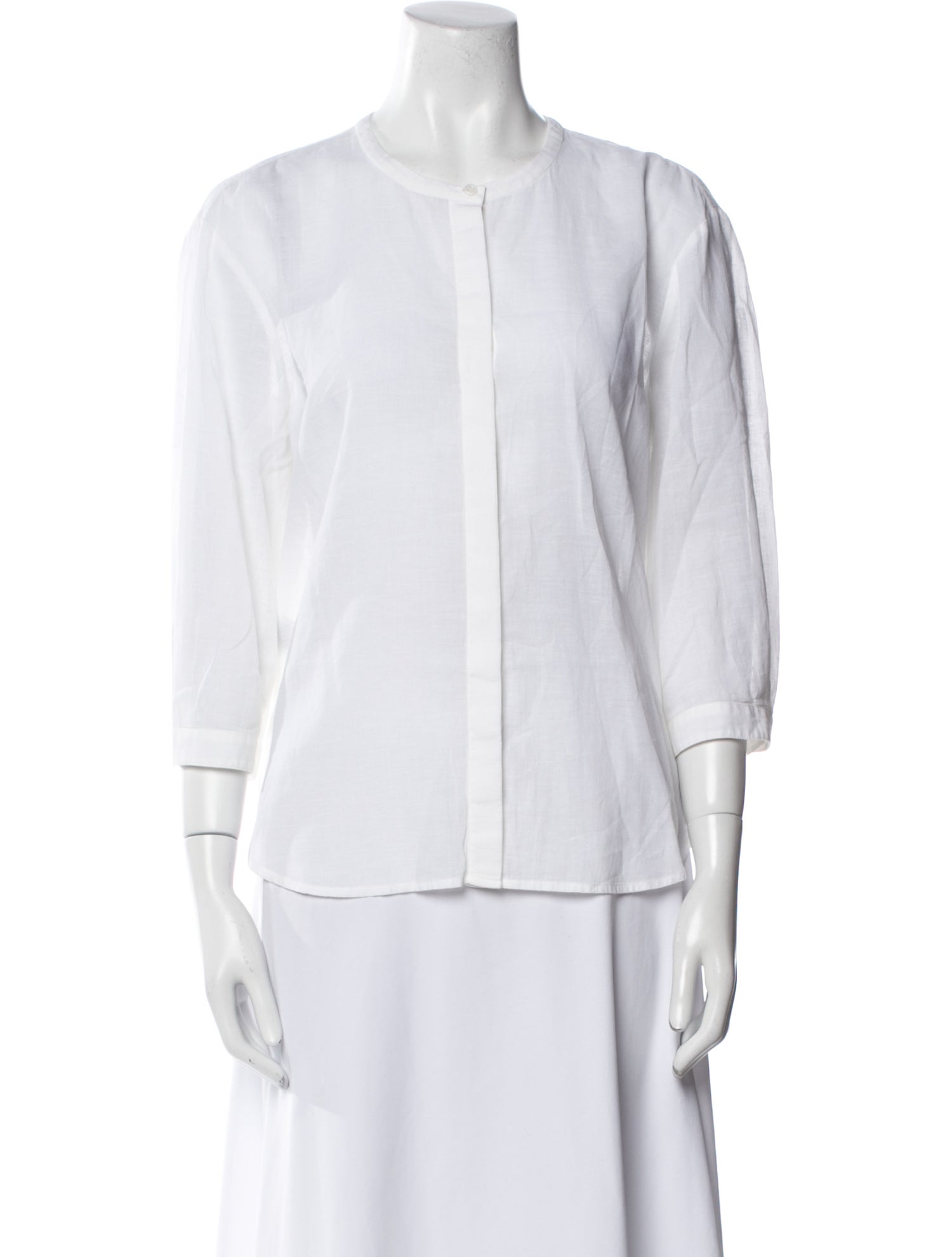 Jenni Kayne Crew Neck Three-Quarter Sleeve Button-Up Top