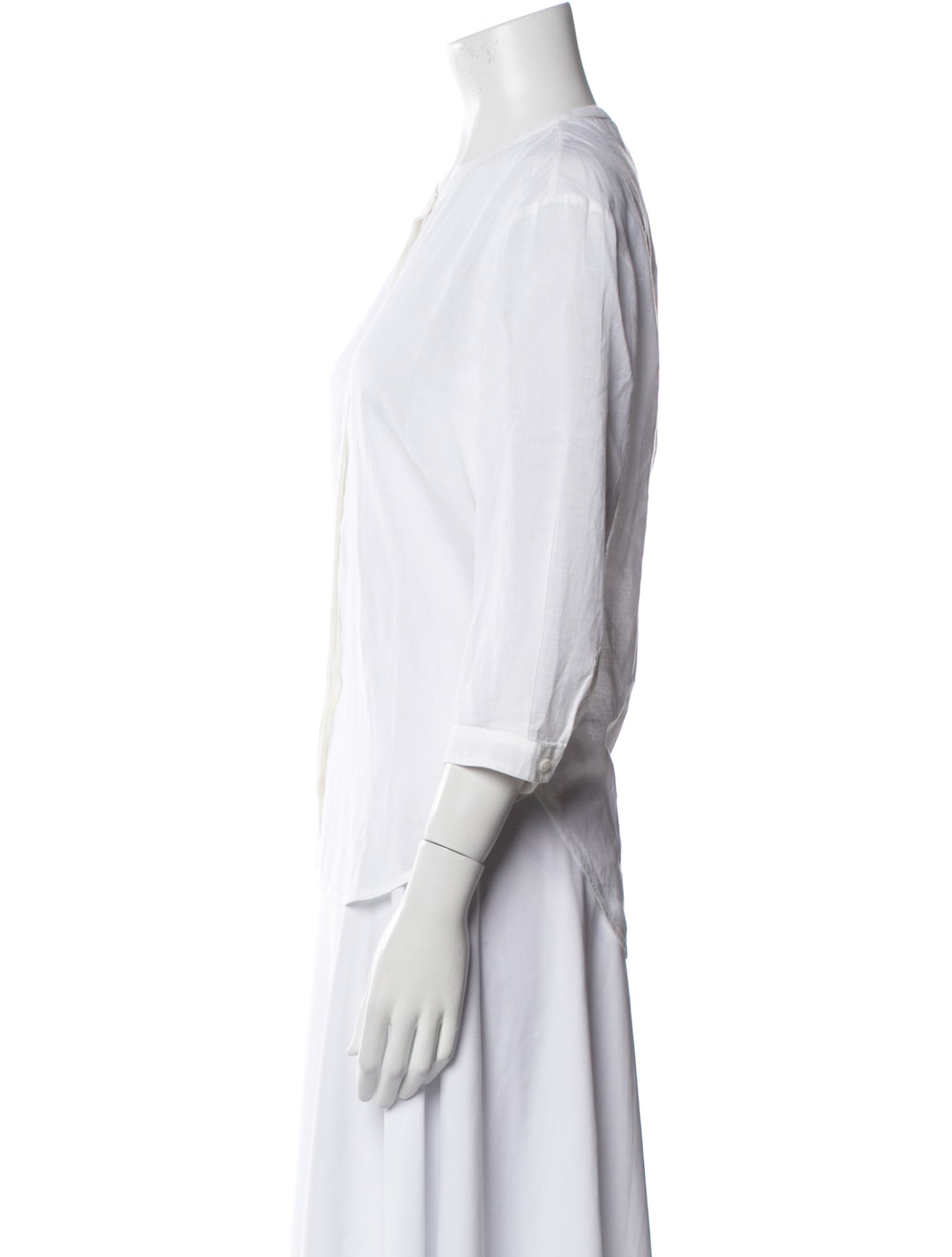 Jenni Kayne Crew Neck Three-Quarter Sleeve Button-Up Top