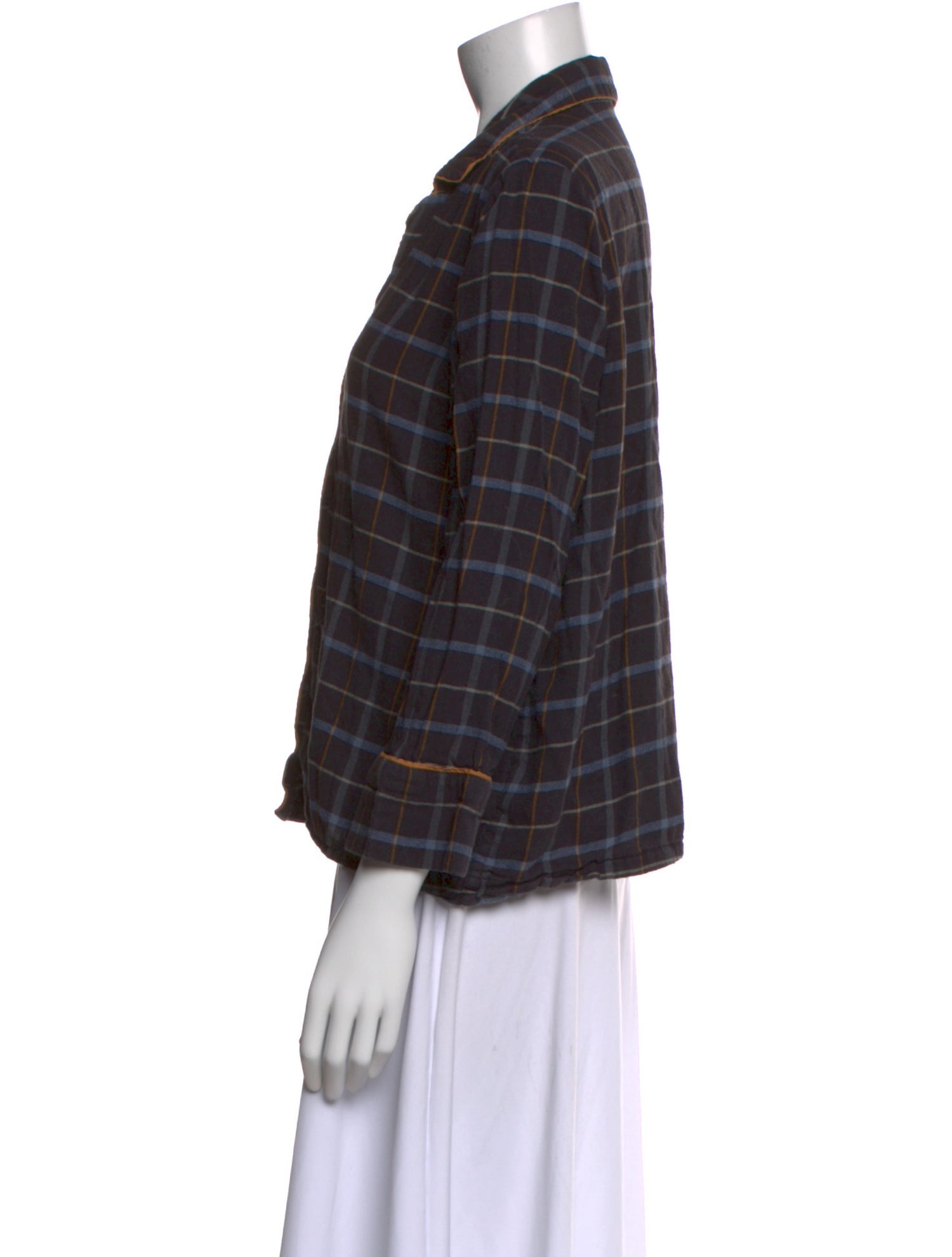 Jenni Kayne Plaid Print Three-Quarter Sleeve Button-Up Top