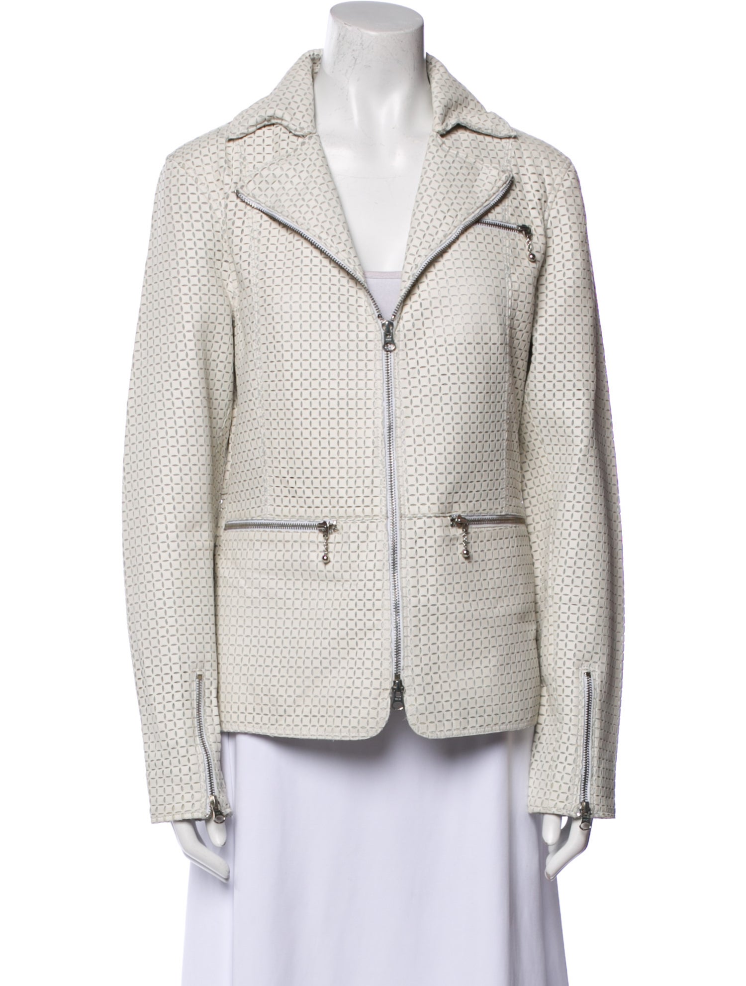 Jakett Leather Tweed Pattern Blazer