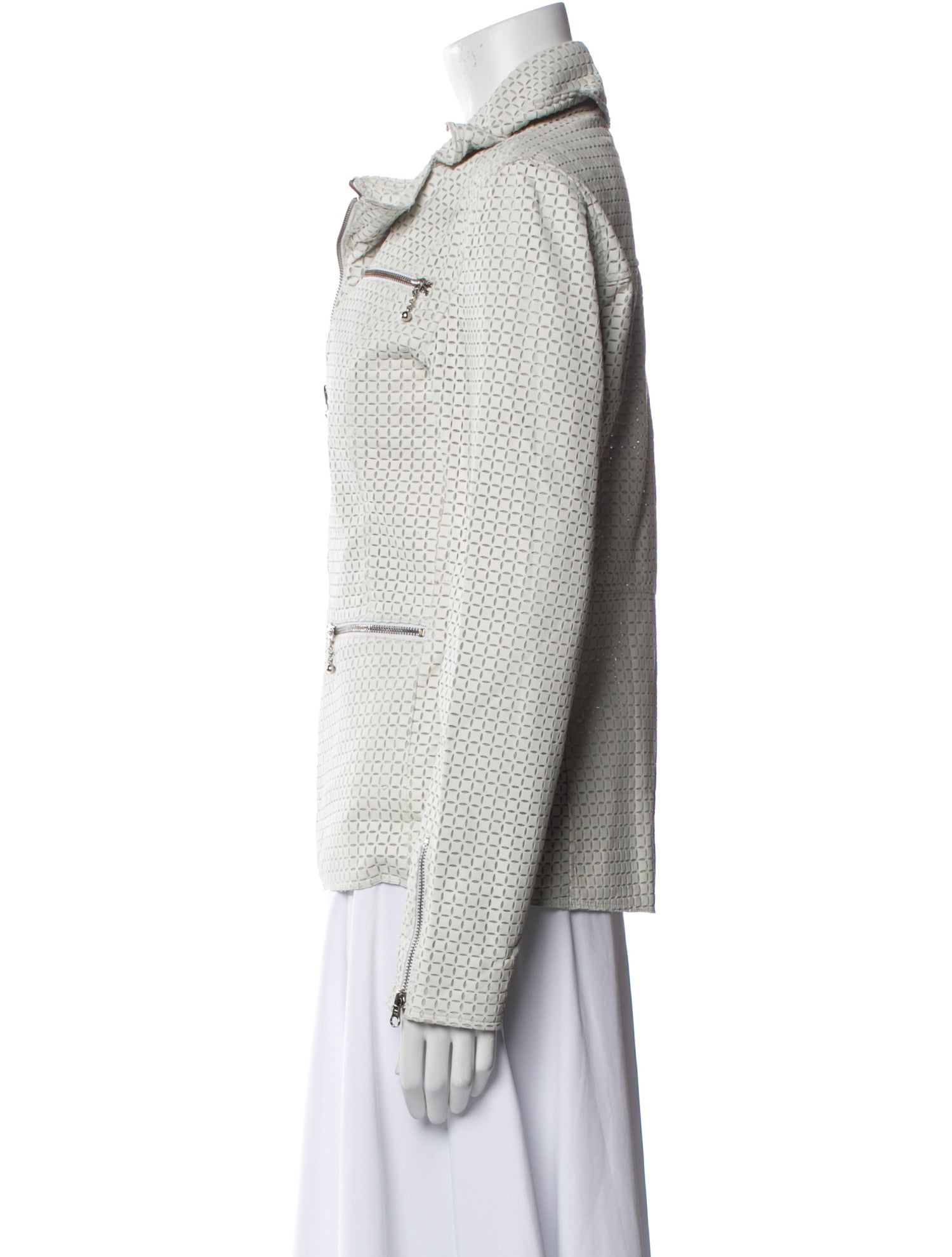 Jakett Leather Tweed Pattern Blazer