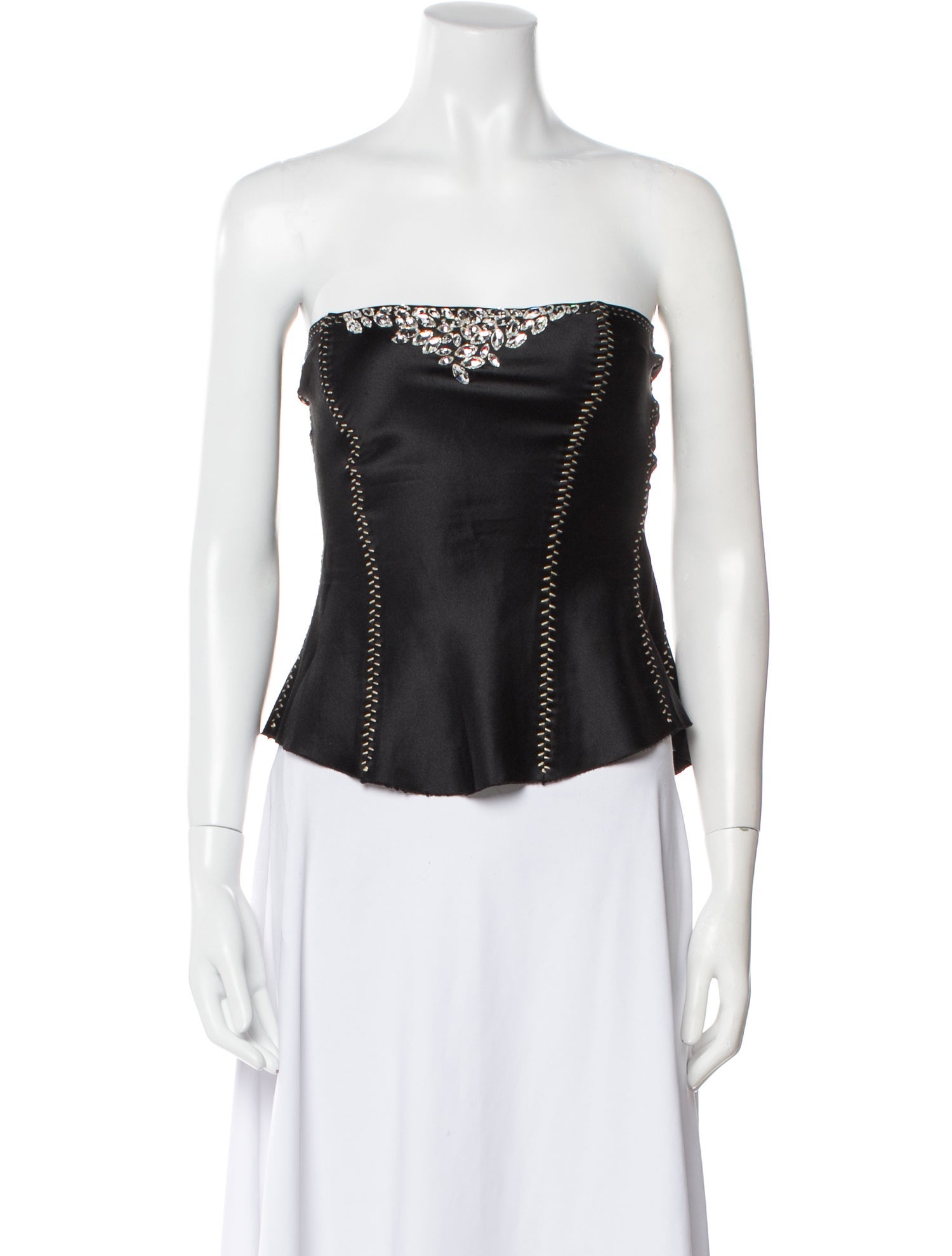 Jane Laug Silk Strapless Crop Top