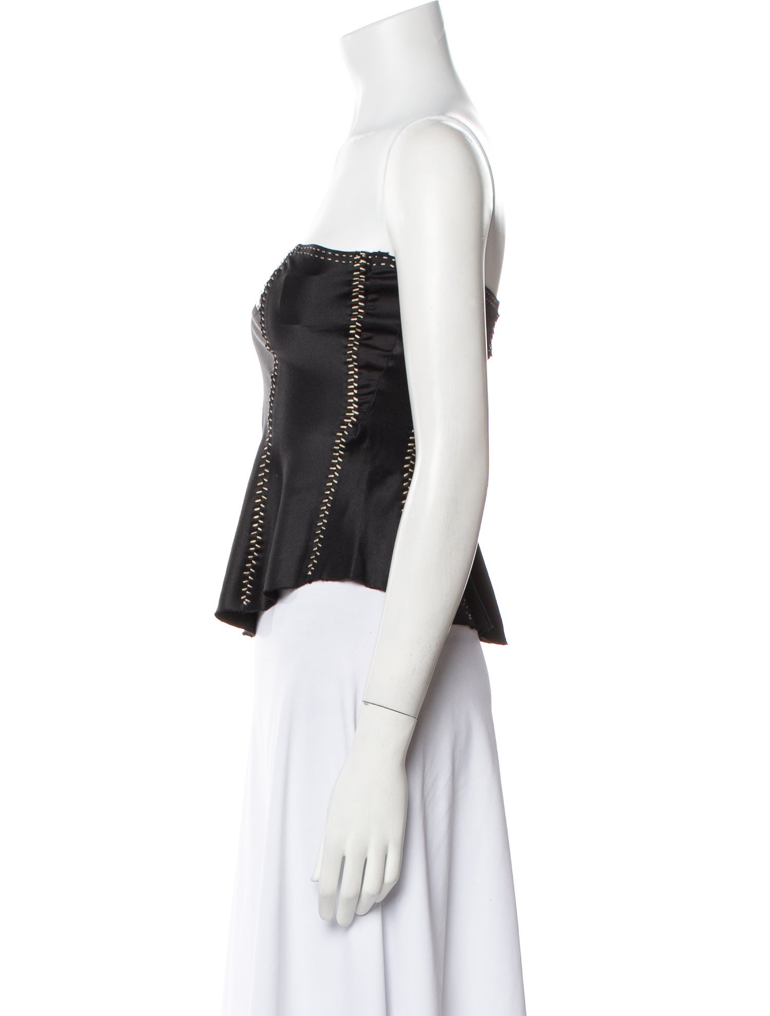 Jane Laug Silk Strapless Crop Top