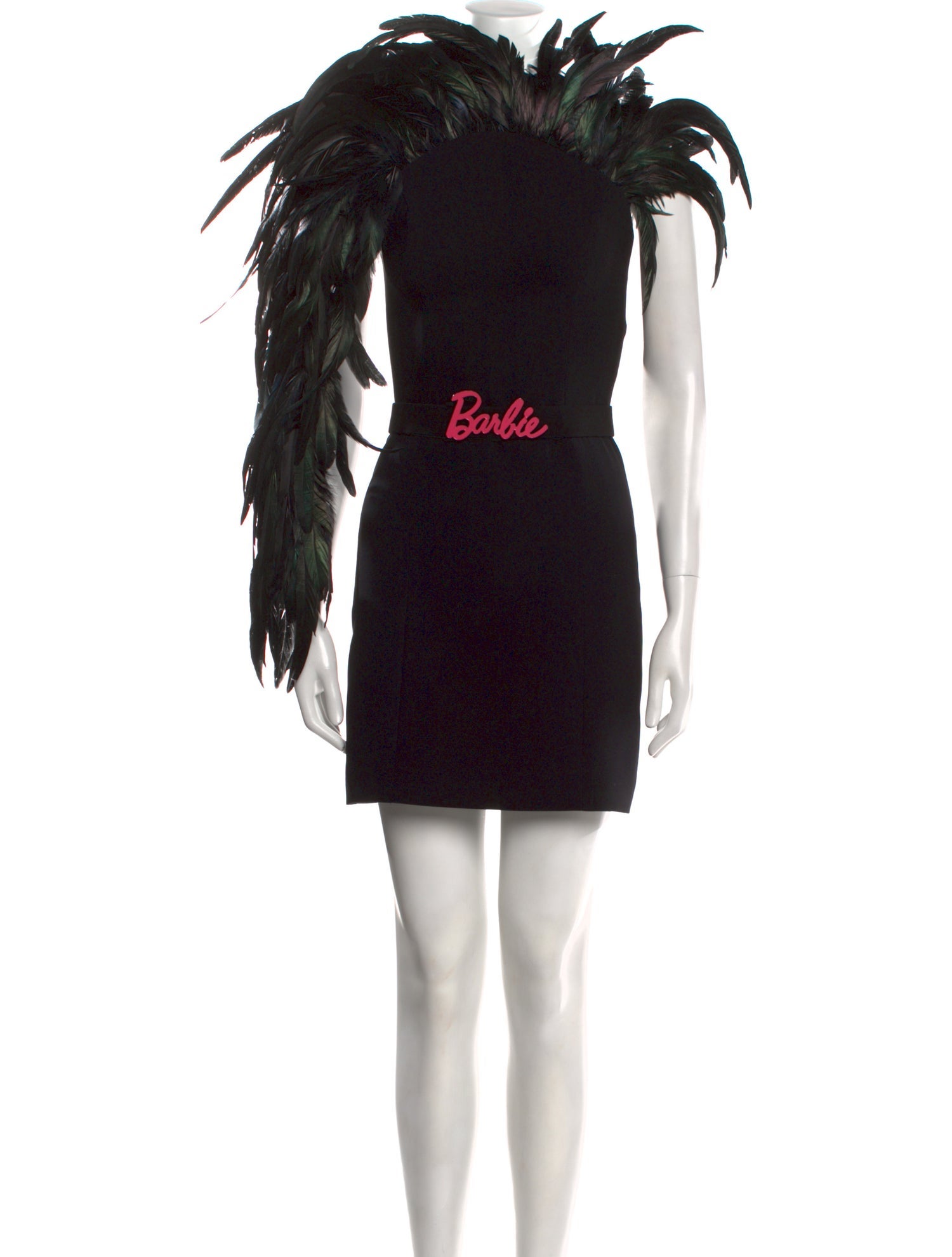 Jean Louis Sabaji 2023 Barbie Feather Trimmed Mini Dress