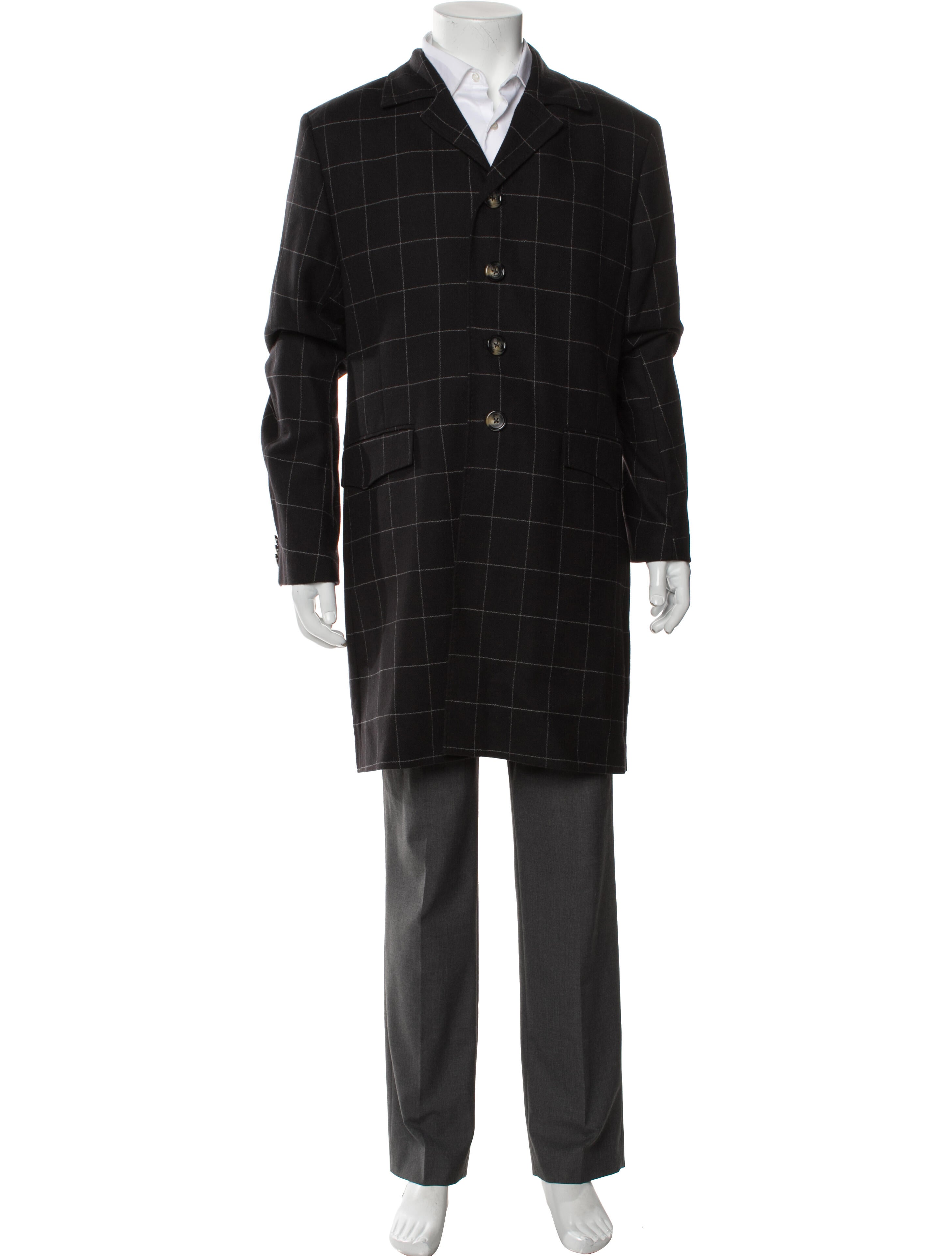 J. Lindeberg Virgin Wool Plaid Print Overcoat