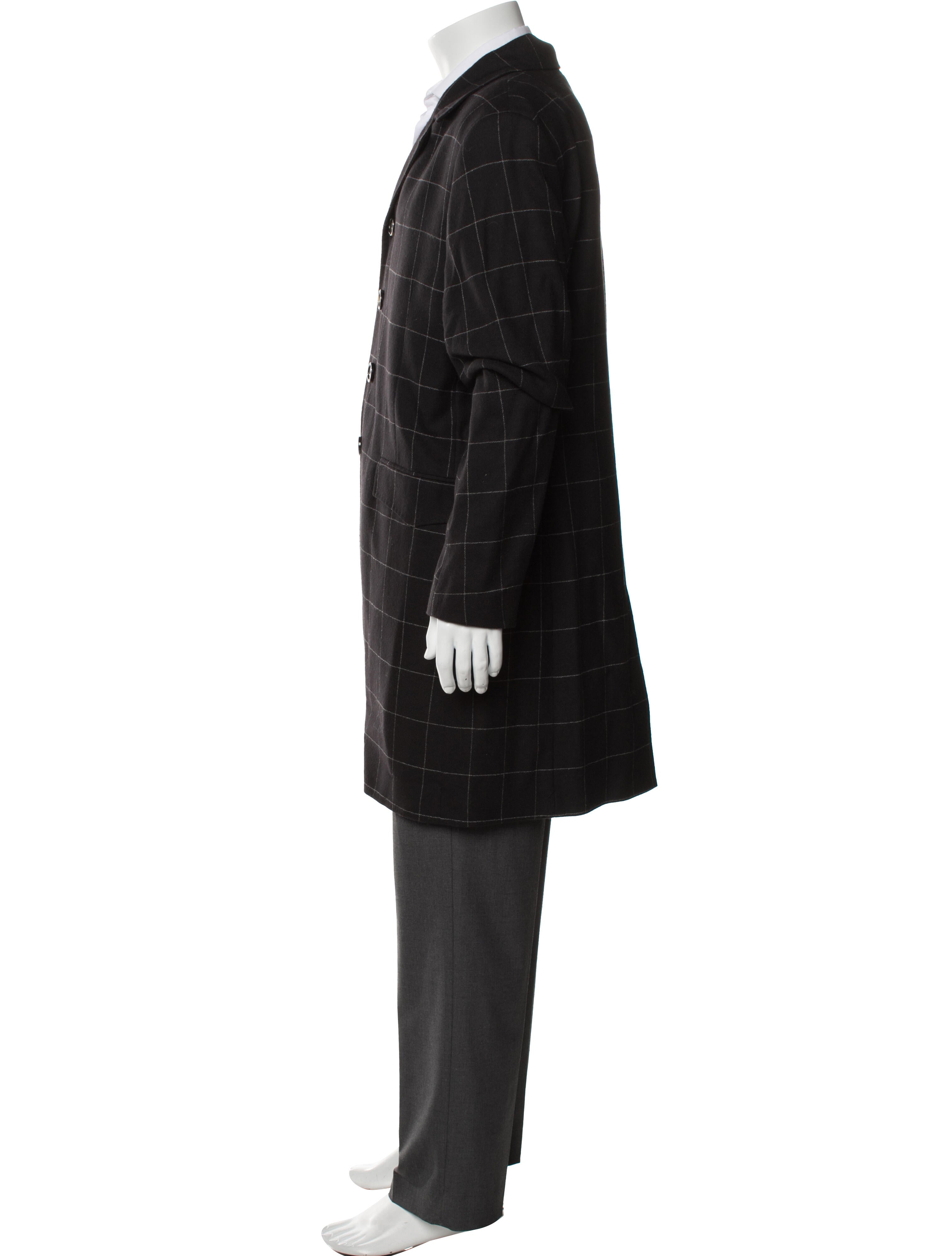 J. Lindeberg Virgin Wool Plaid Print Overcoat