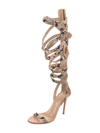 Jennifer Lopez x Giuseppe Zanotti Snakeskin Animal Print Gladiator Sandals