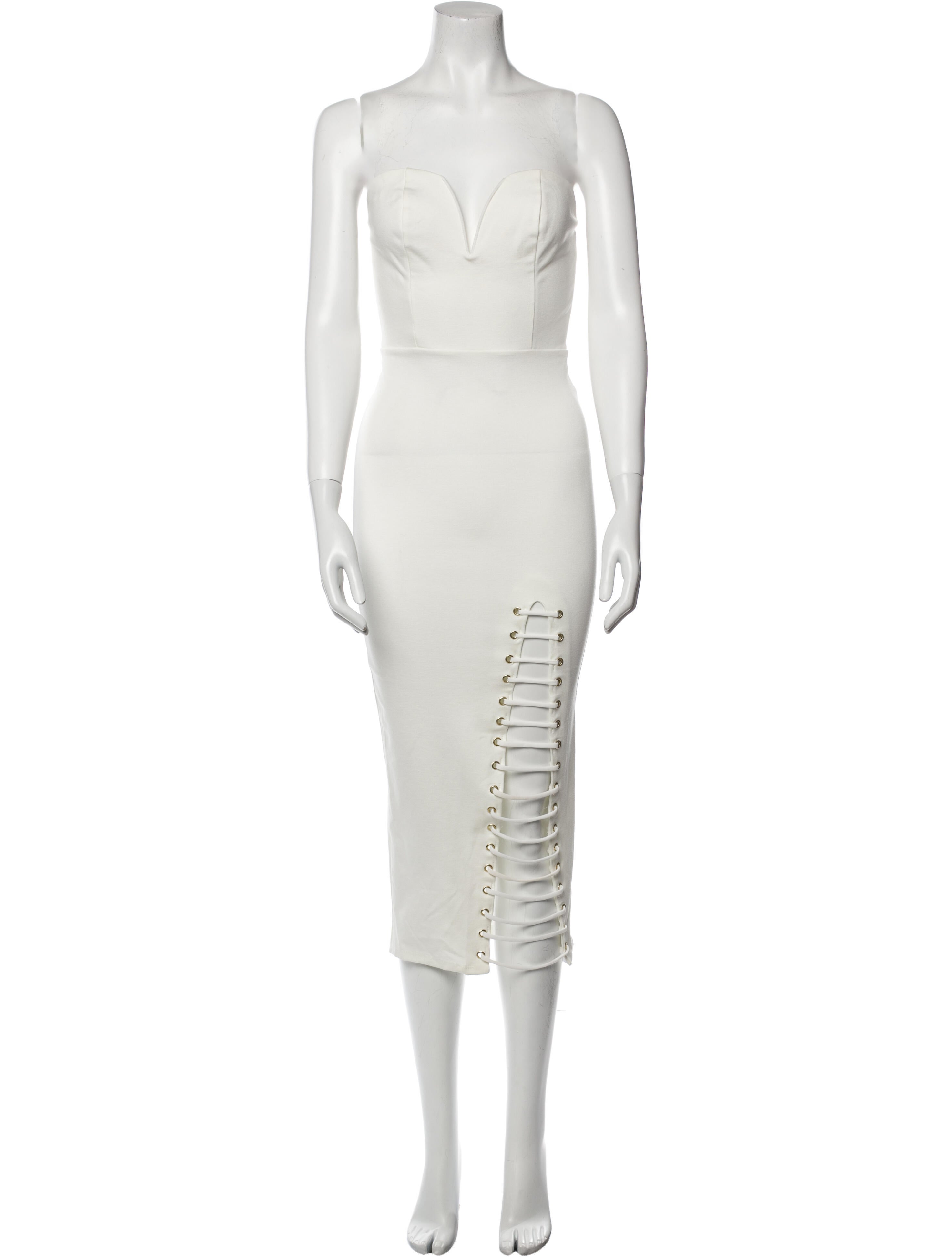 JLuxLabel Strapless Midi Length Dress White Dresses, Clothing