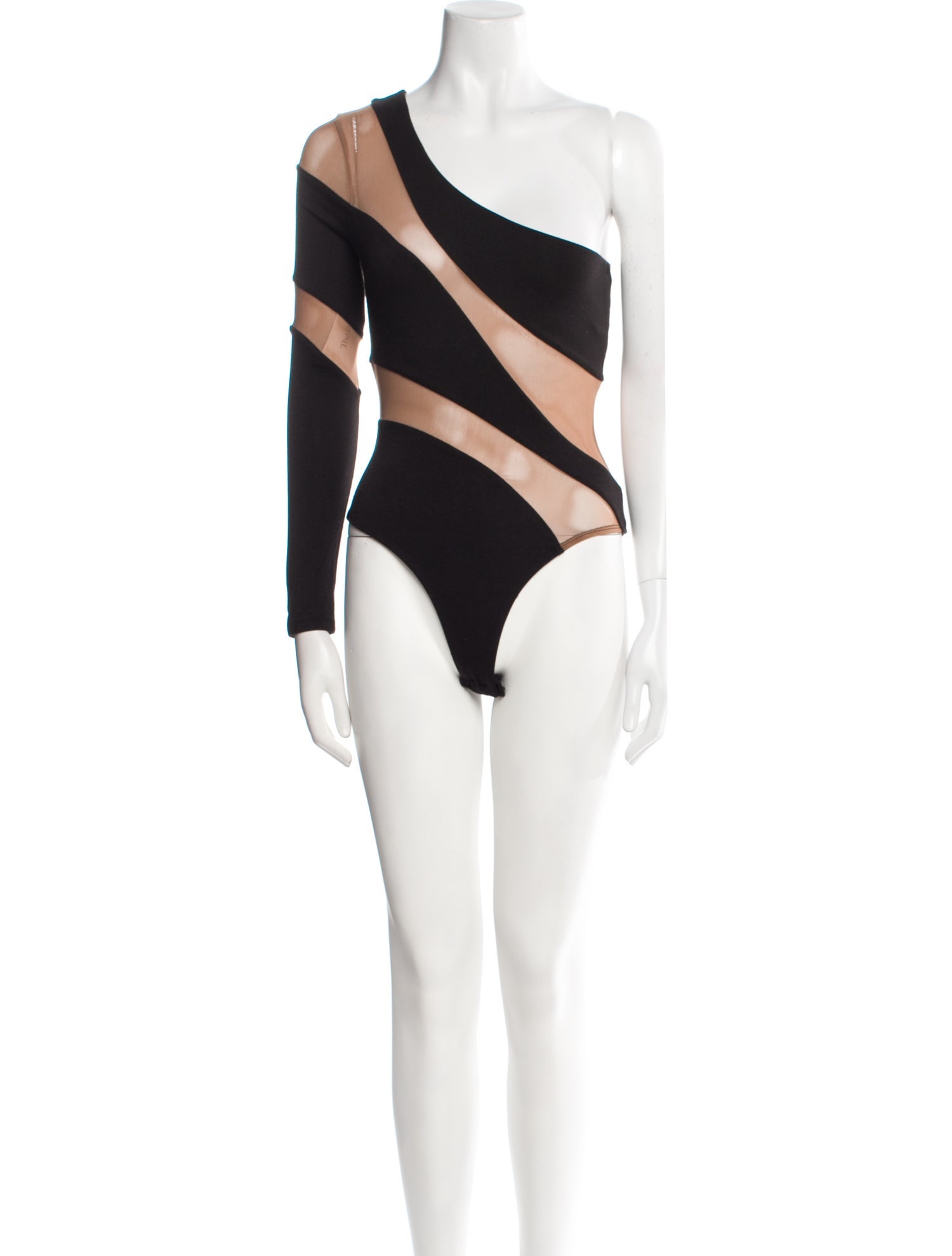 JLuxLabel Striped One-Shoulder Bodysuit