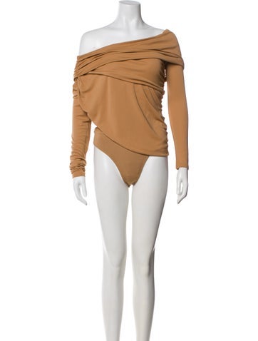 Pre-owned Jluxlabel Off-the-shoulder Long Sleeve Bodysuit In Neutral