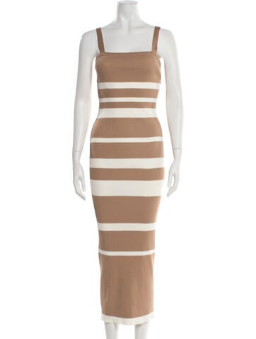 Pre-owned Jluxlabel Striped Midi Length Dress In Neutral