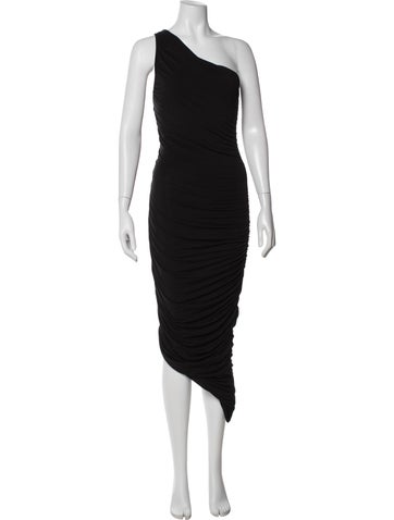 Pre-owned Jluxlabel One-shoulder Midi Length Dress In Black
