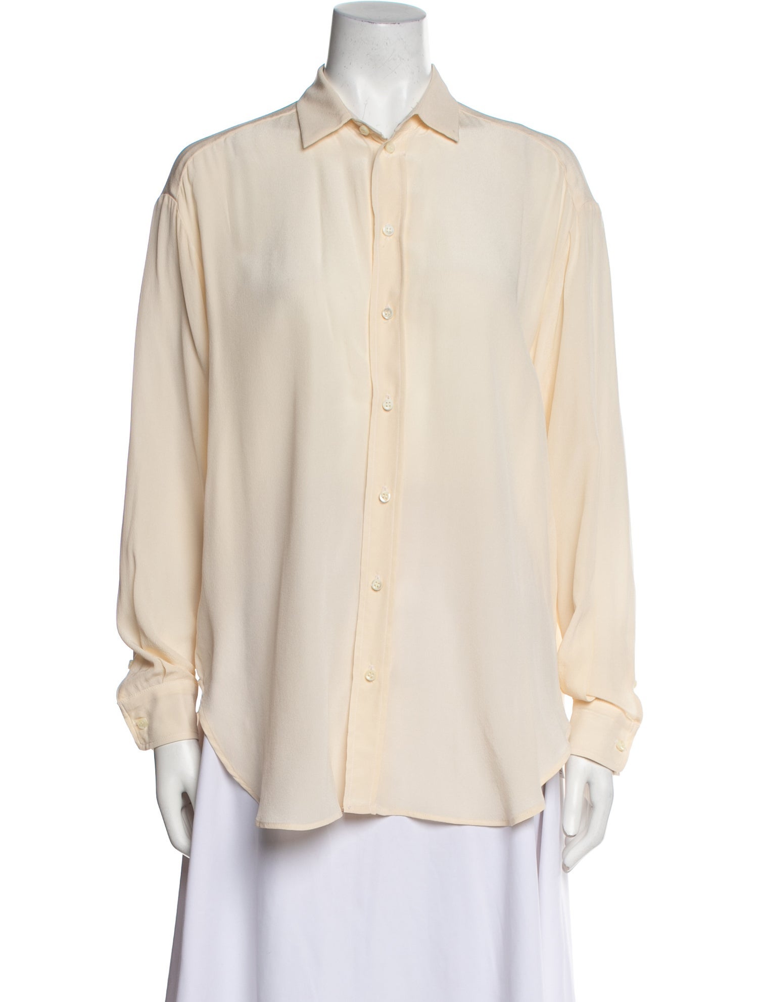 Jamie Haller Silk Long Sleeve Button-Up Top